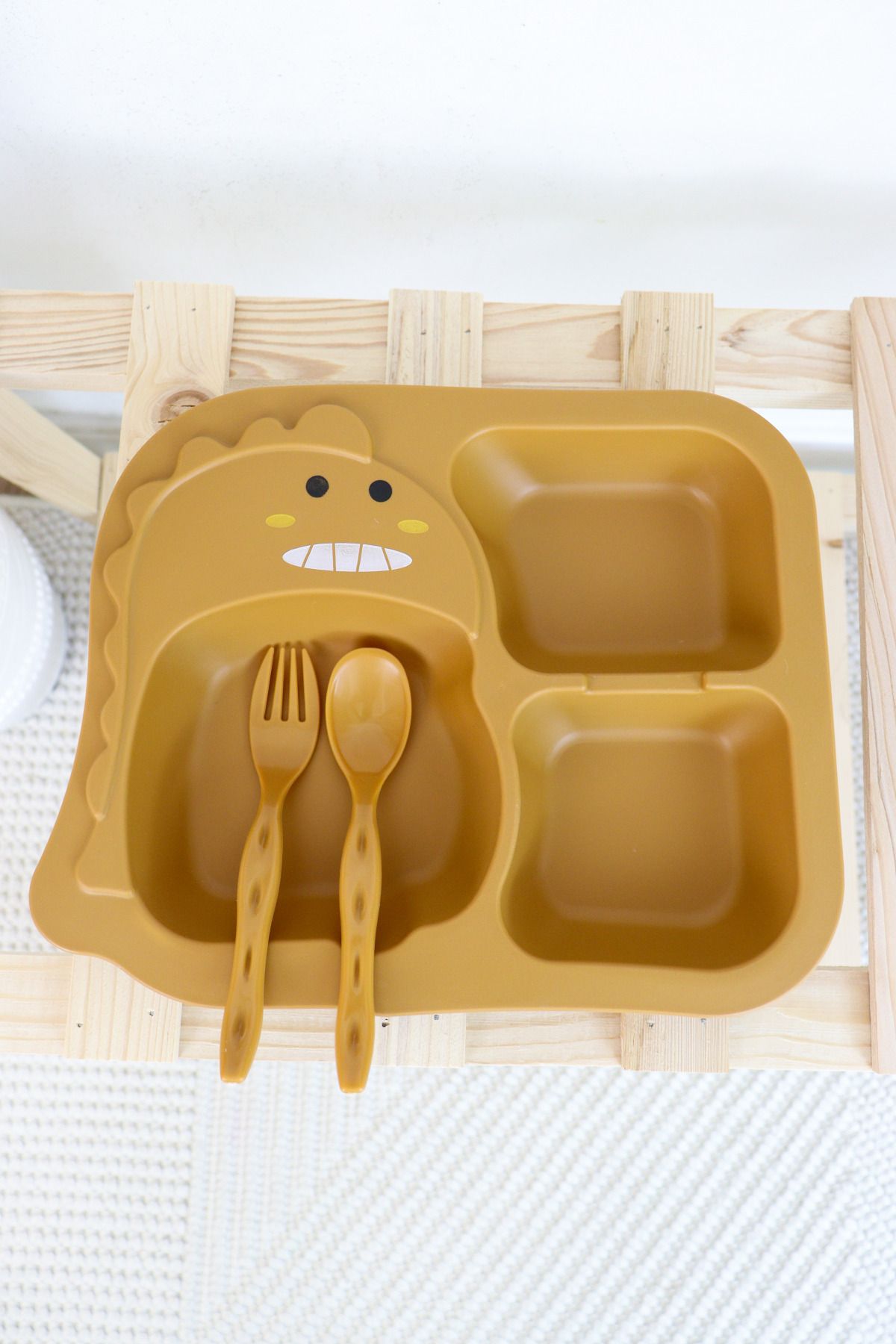 HARİKA KİDS Bebek&Çocuk 3 Parça Dinazor Figürlü Çocuk Çatal Kaşık Ve Mama Tabağı Set