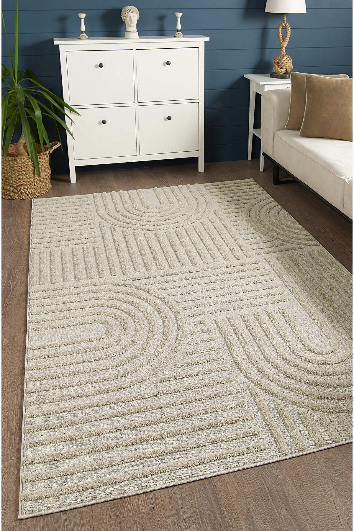 venucci home & living Quincey Bukleli Yumuşak Peluş Post Shaggy Krem Çocuk Odası Oturma Odası Salon Mutfak Halısı