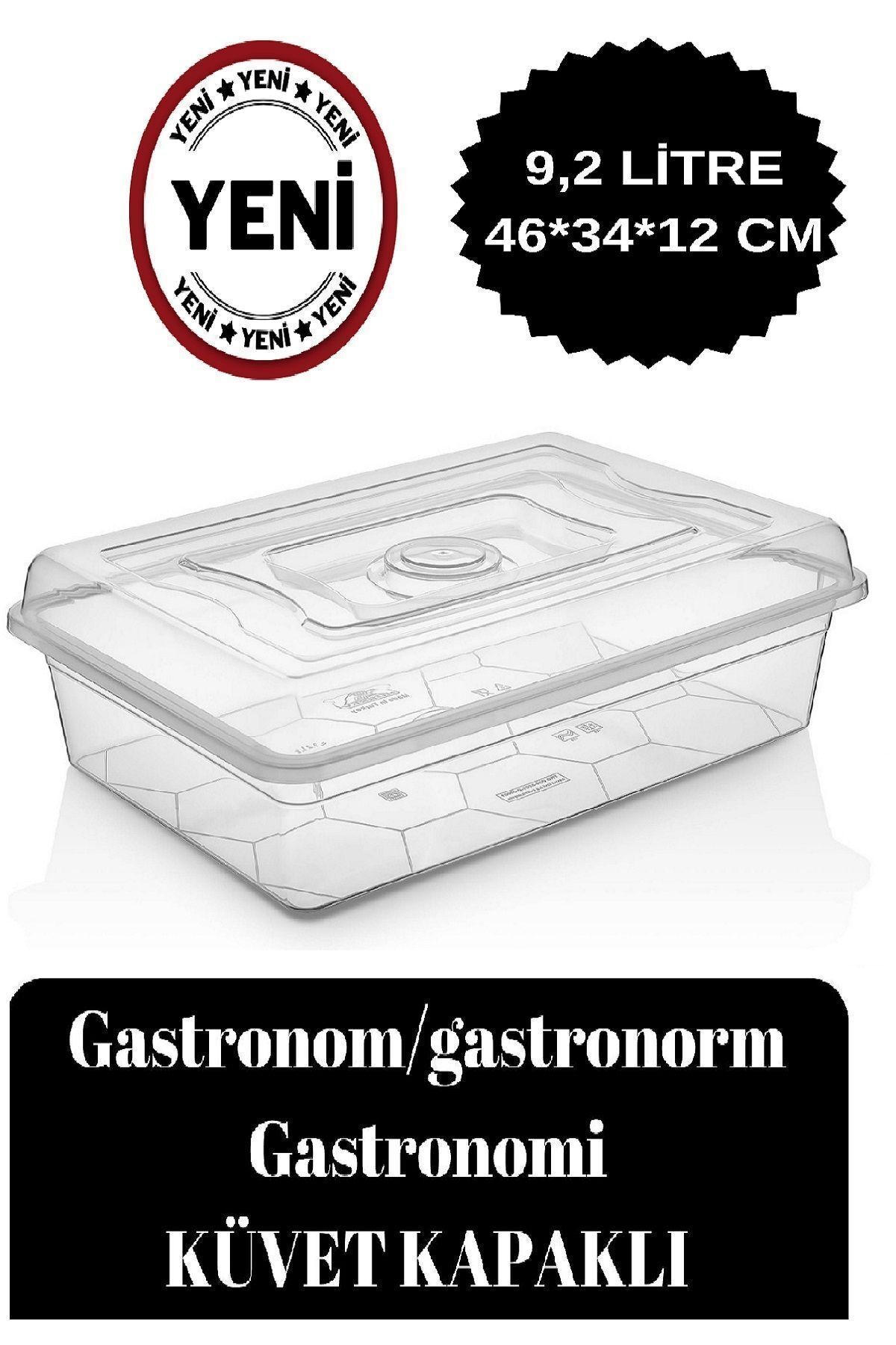 DEEMBRO Gastronom/gastronorm Küvet Kapaklı Gastronomi Küveti Tekne 9,2 Lt Ekmek Pizza Pide Hamur Teknesi