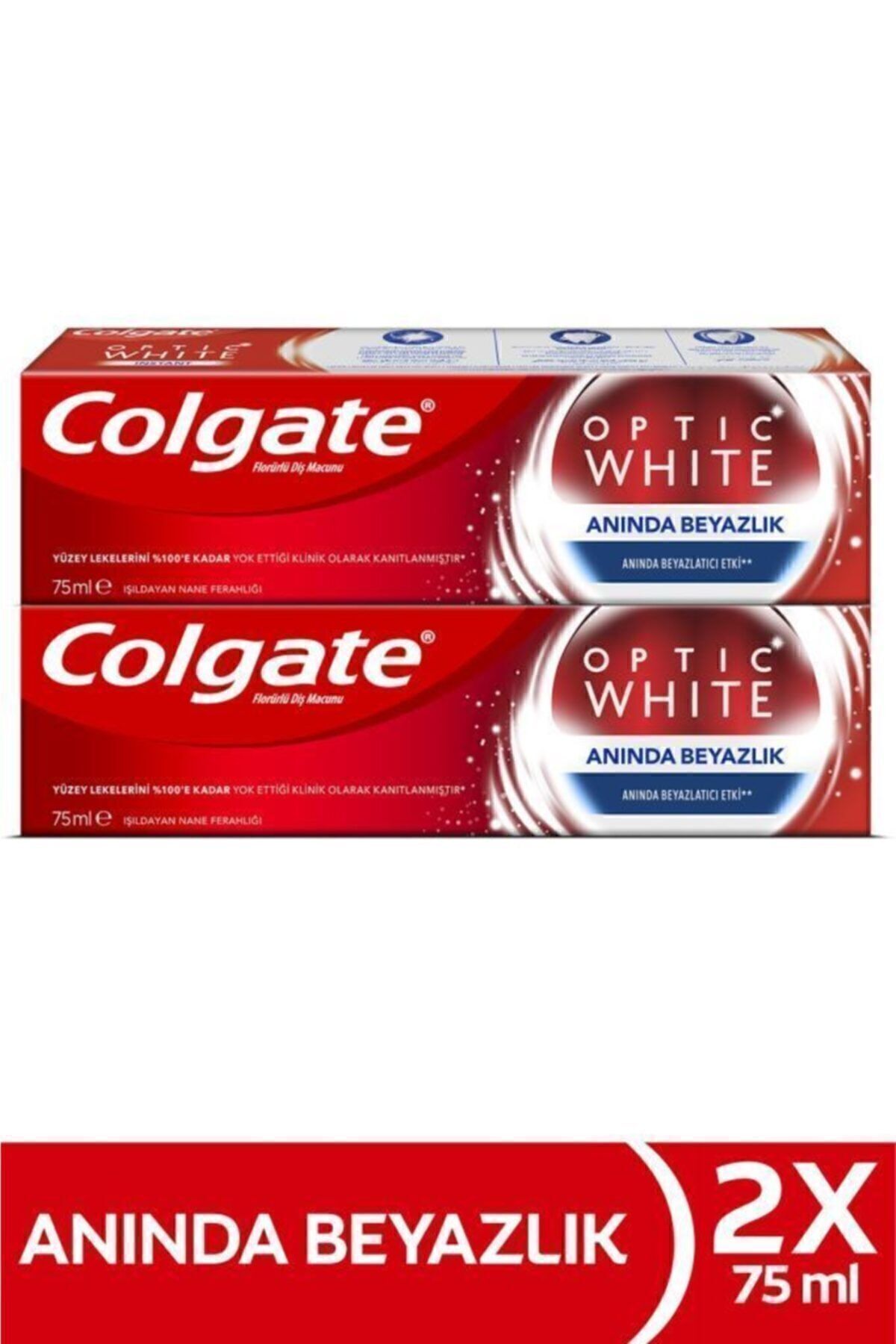 Colgate Optic White Anında Beyazlık Anında Beyazlatma Etkisi Beyazlatıcı Diş Macunu 2 X 75 ml