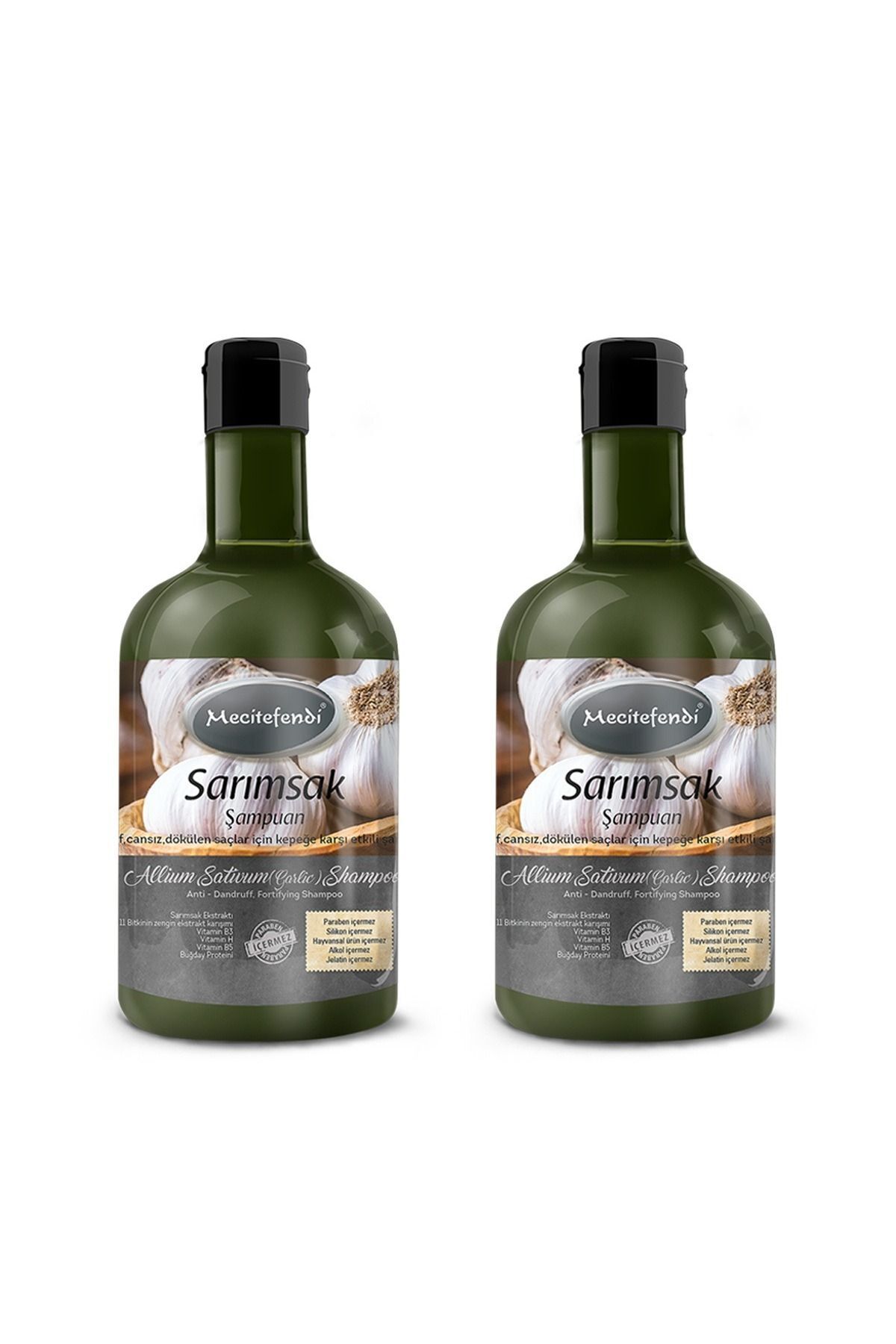 Mecitefendi Sarımsak Şampuan 400 ml Saç Dökülmesine ve Kepeğe Karşı Bitki Özlü Şampuan 2li