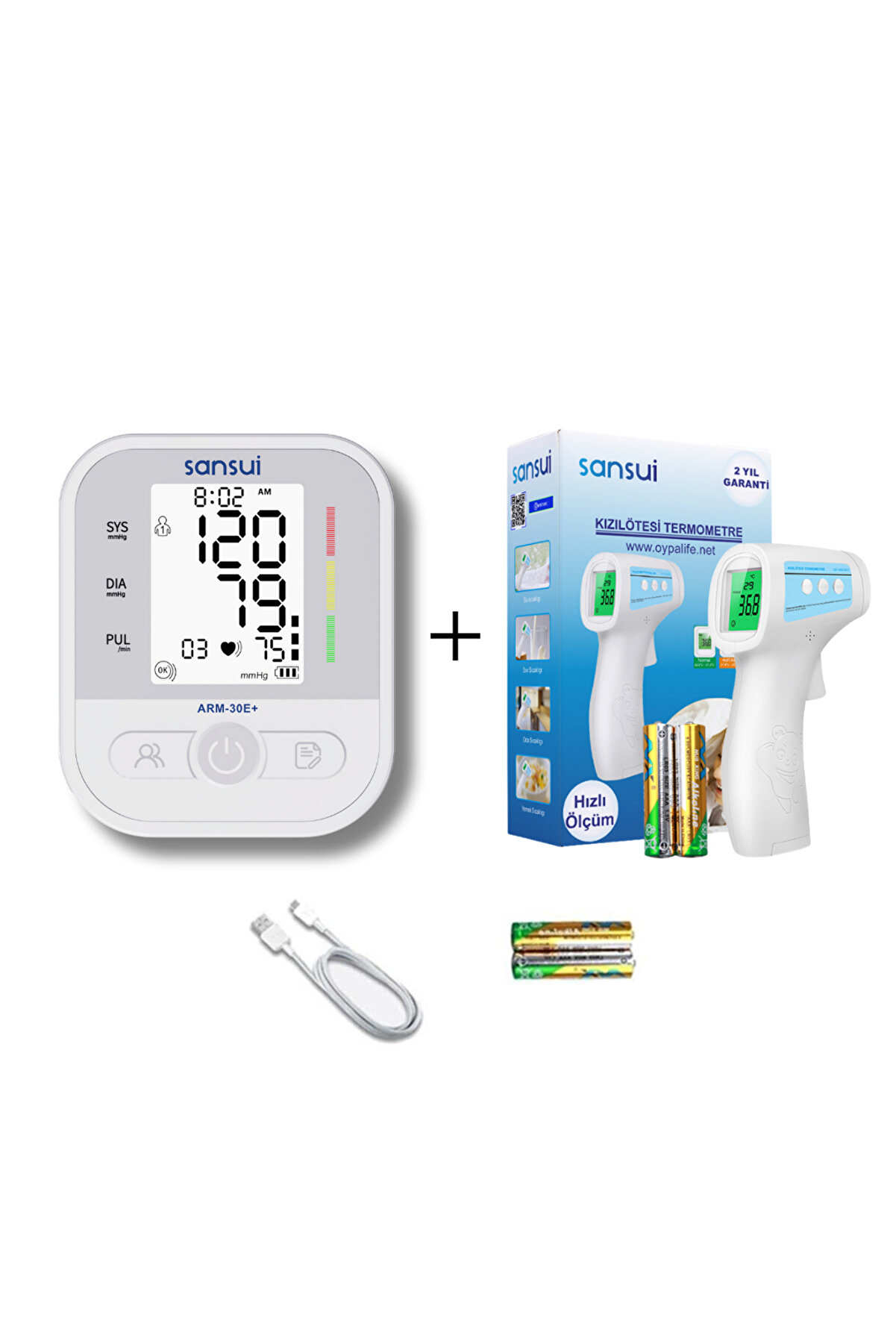 SANSUI Koldan Ölçer Tansiyon Cihazı ve Temassız Ateş Ölçer - Sağlık Ekipmanları