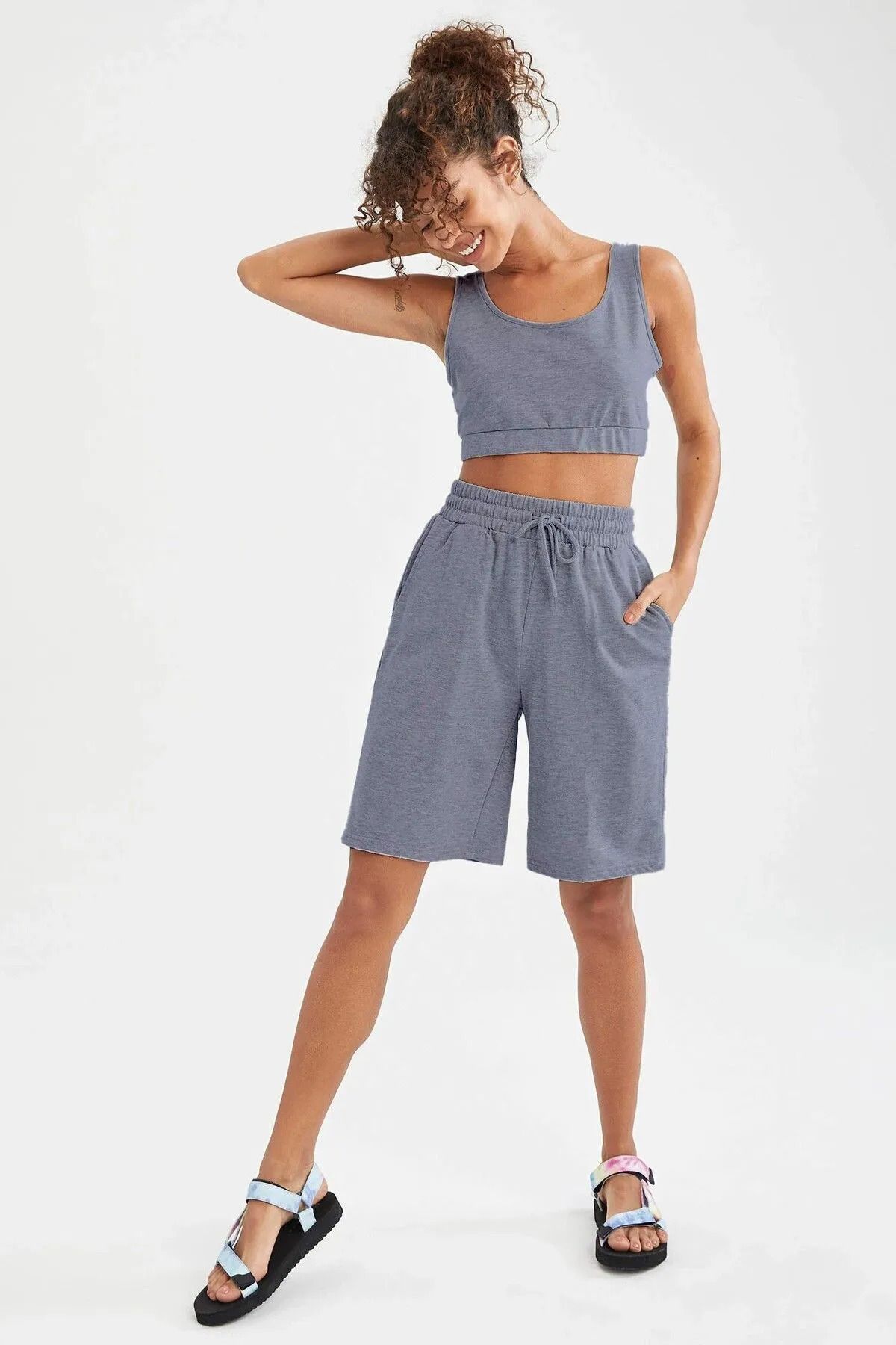 KRAVEN Füme Oversize Unisex Spor Şort