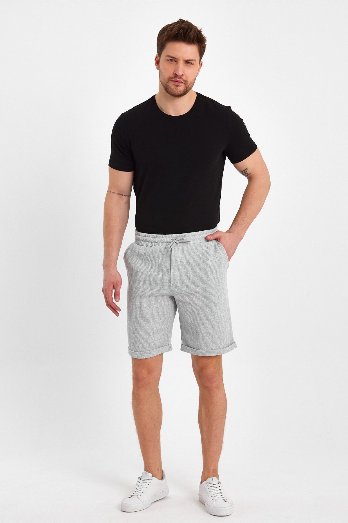 Mad&Calf Erkek Waffle Regular Fit Casual Bermuda Şort