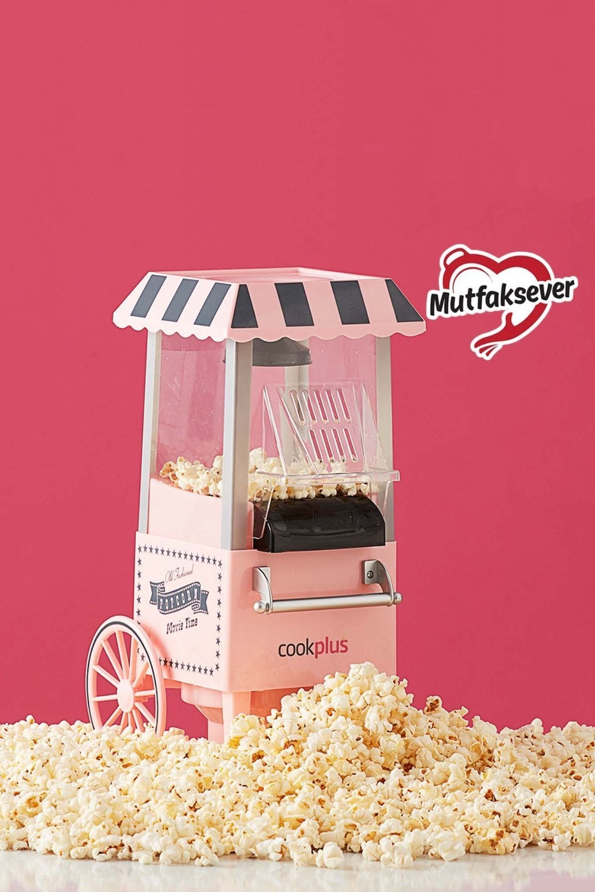 Cookplus Mutfaksever Pembe Mısır Patlatma Popcorn Makinesi