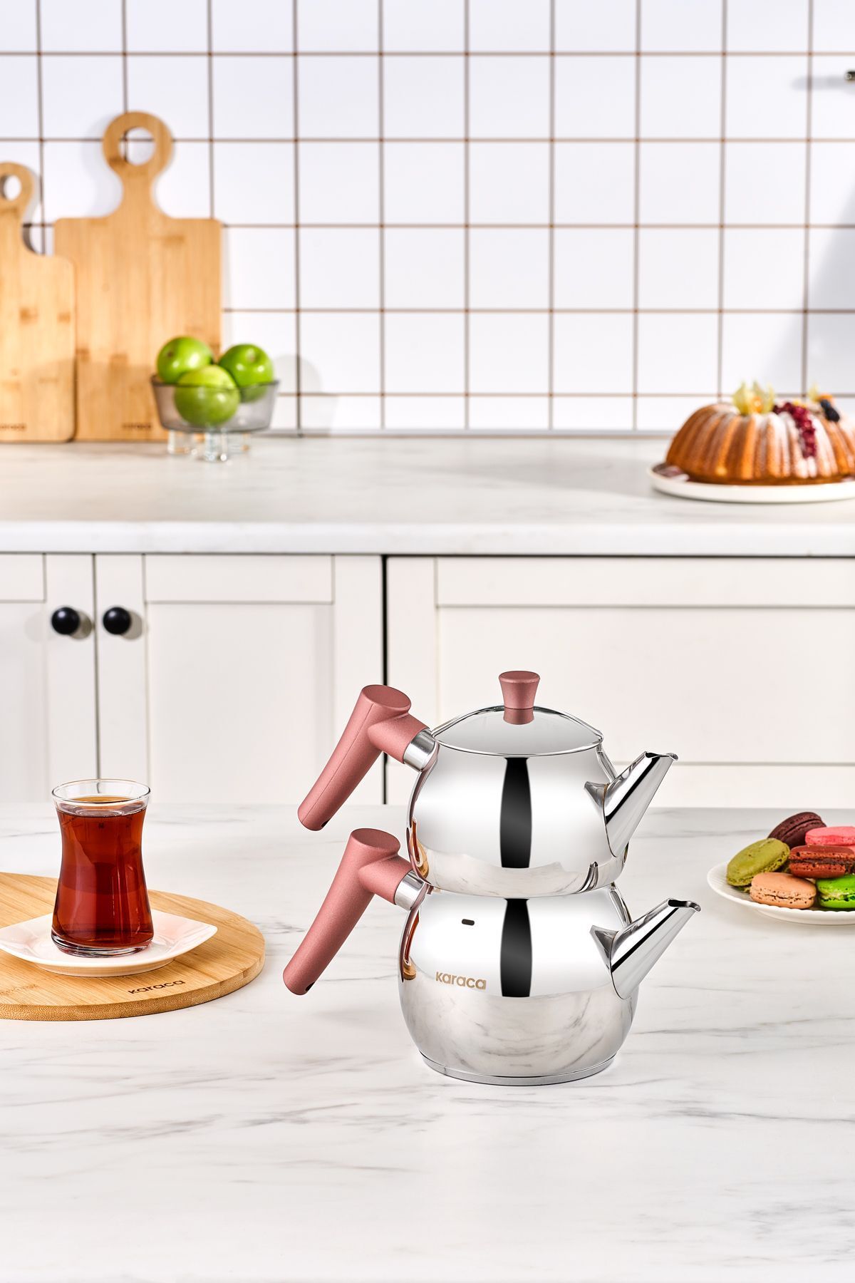 Karaca Frezya İndüksiyon Tabanlı Mini Çaydanlık Takımı Rose