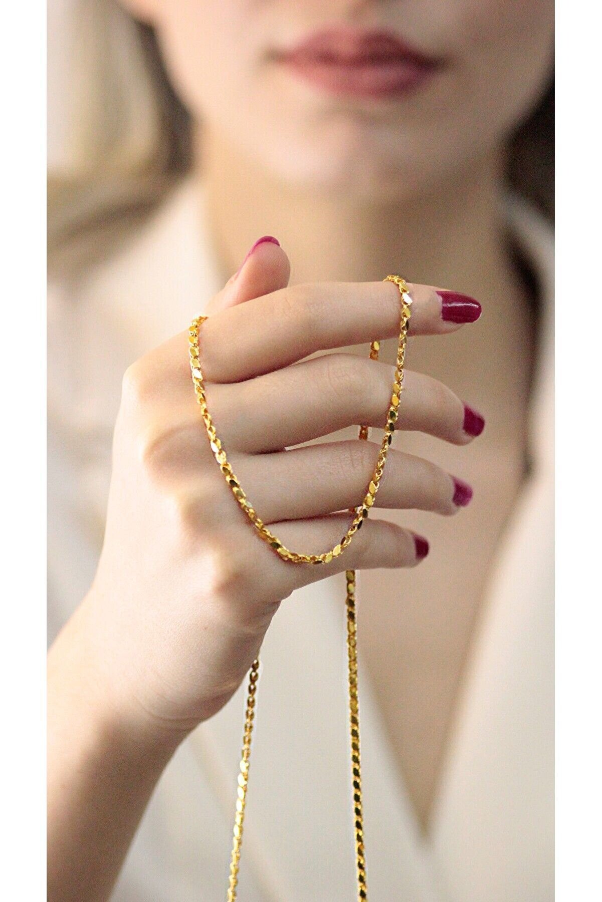 Di̇ami̇ne Pirlanta 14 Ayar Altın Pullu Halep Zincir Kolye