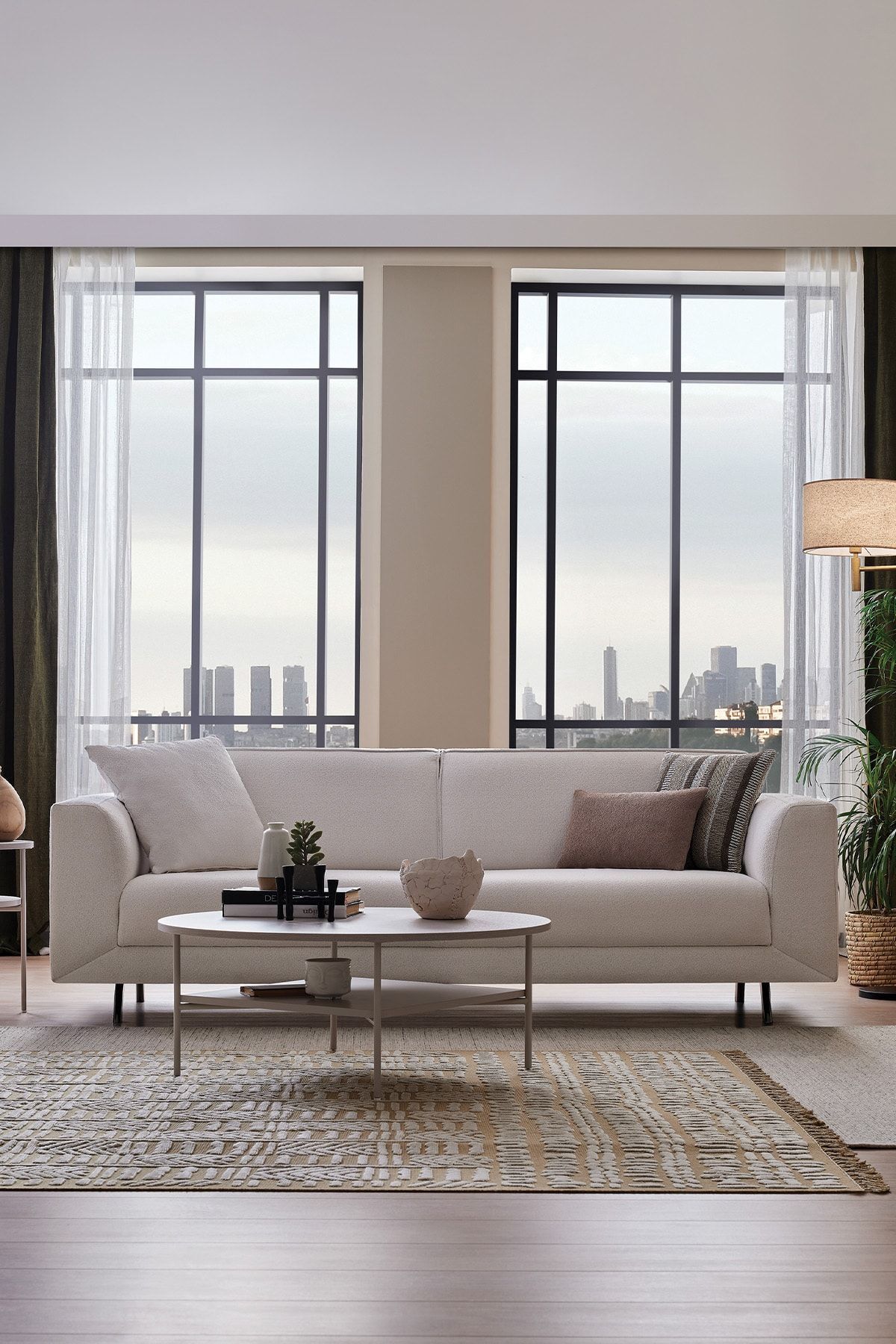 Enza Home Basel 3'lü Yataklı Koltuk - Beyaz
