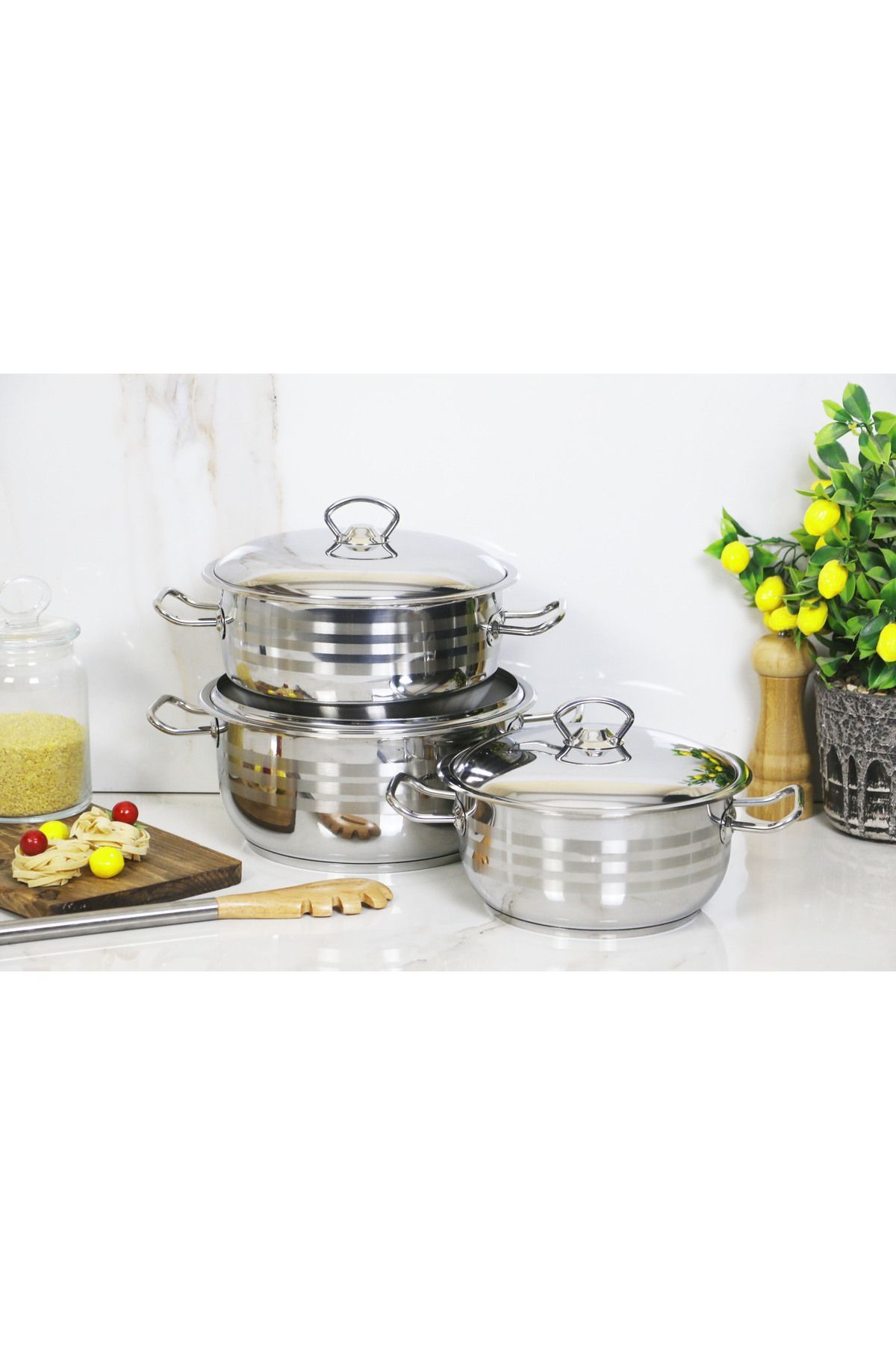 Evita Vivales 6 Parça Çelik Tencere Set - Mini