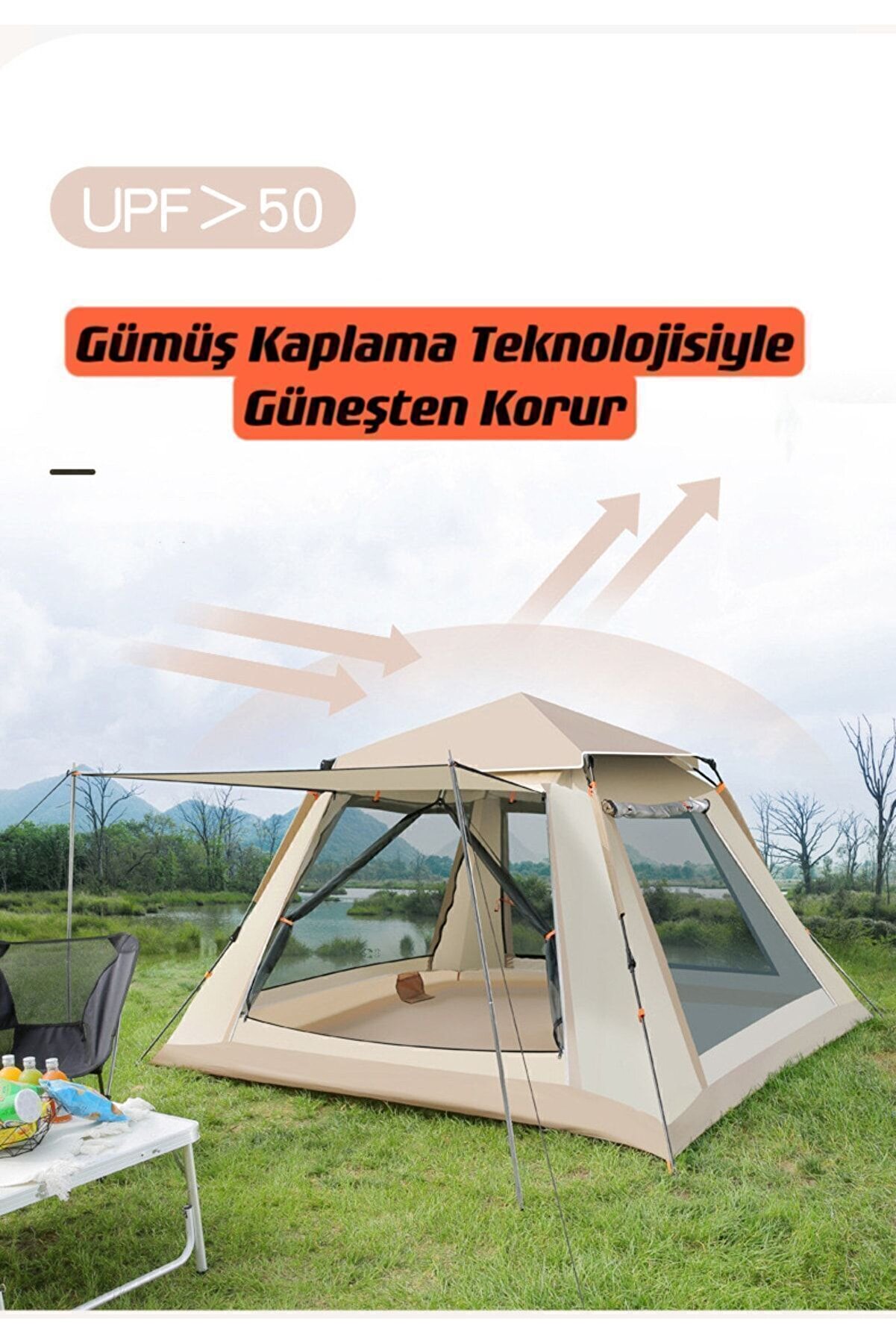 SHUFA 4 Tarafı Kare Tenteli Tam Otomatik Kamp Çadırı 240x240x155 | ₺3699