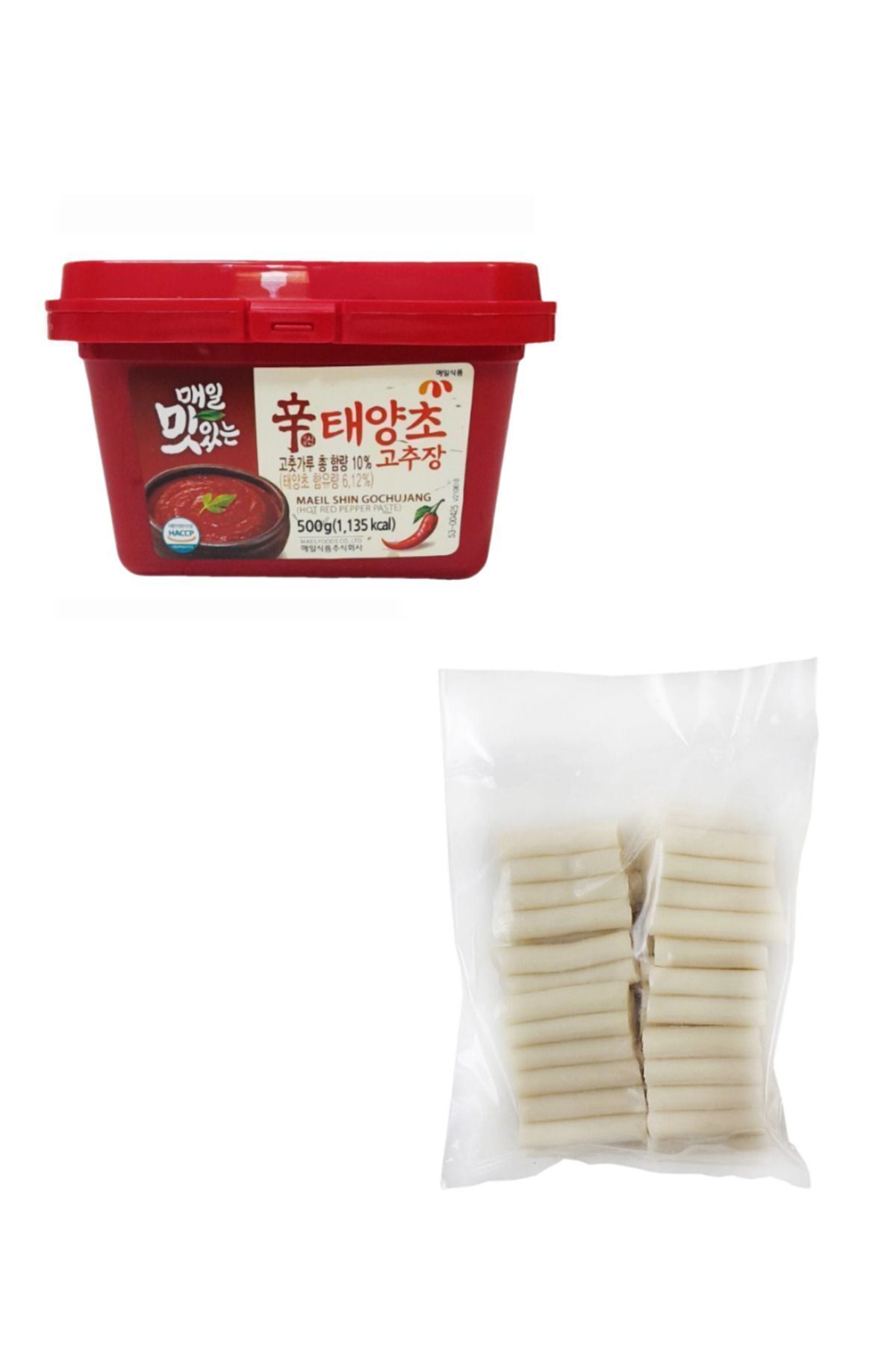 SANSKORE Tteokbokki Kore Pirinç Keki 1 kg + Gochujang 500gr Pirinçli Kırmızı Biber Ezmesi Seti