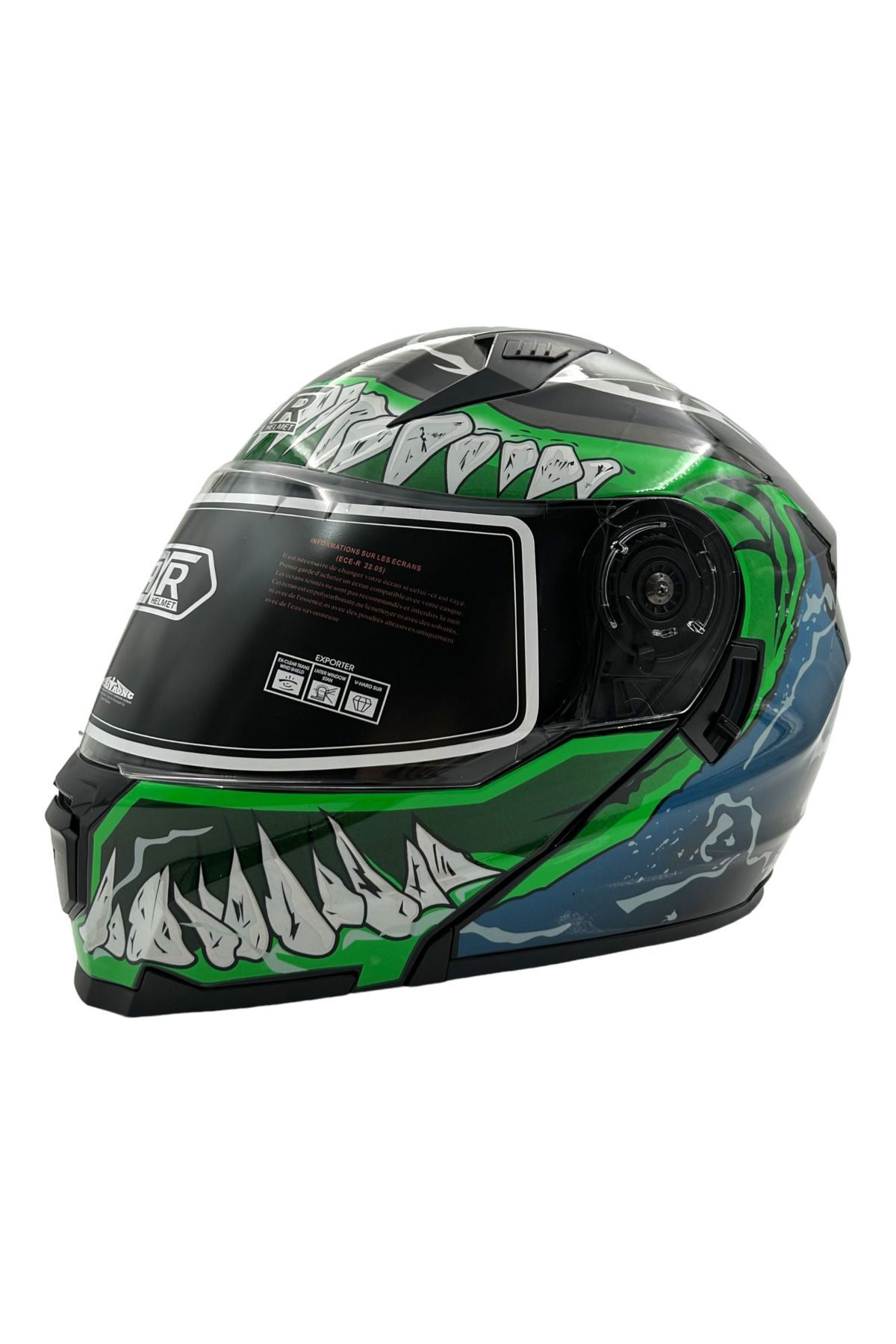 JK Kask Çene Açılır Venom Fosforlu Yeşil JK-908
