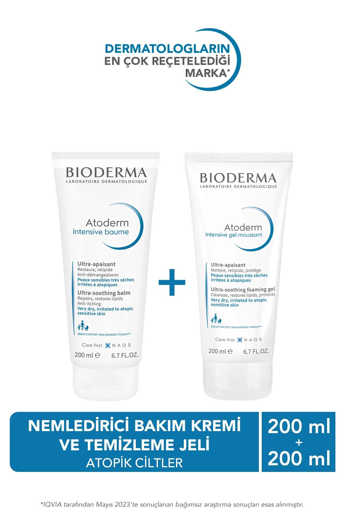 Bioderma Atoderm Intensive Foaming Gel Moussant 200 ml X2