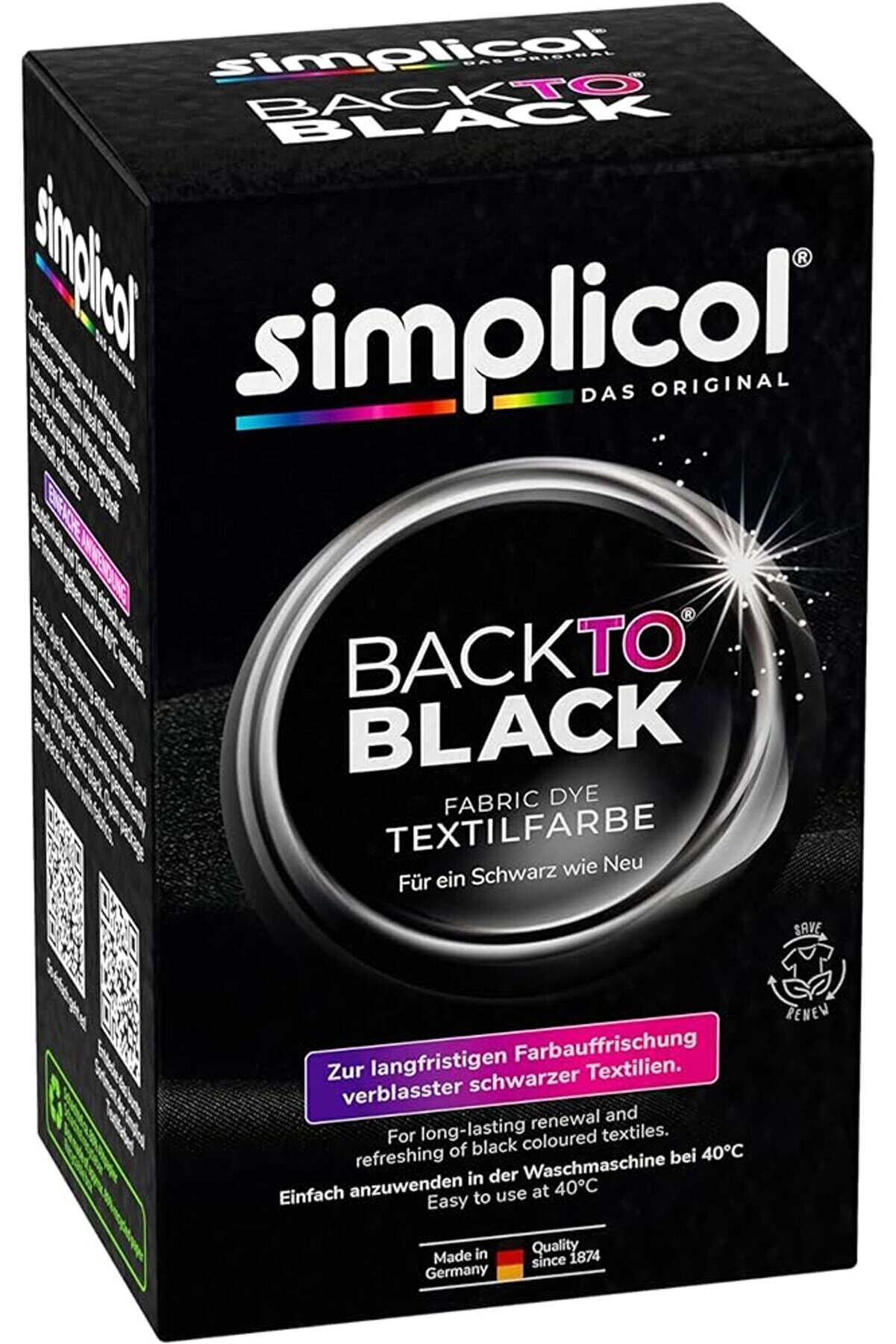 Simplicol Konsantre Siyaha Dönüş Boya ve Sabitleştirici Toz - Kumaş Boyası