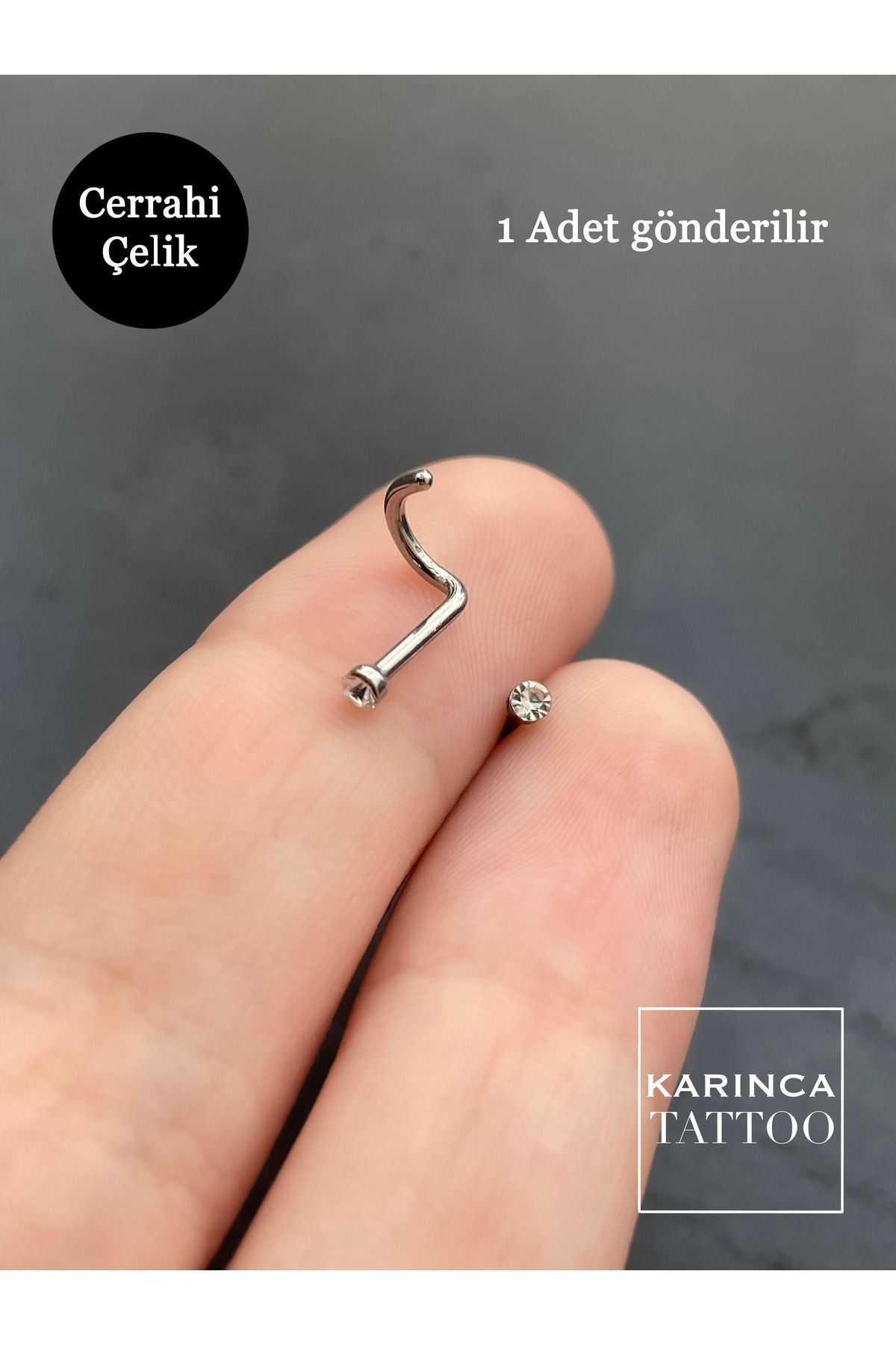 Karınca Piercing Beyaz Taşlı Ince Burun Piercing Nostril Hızma