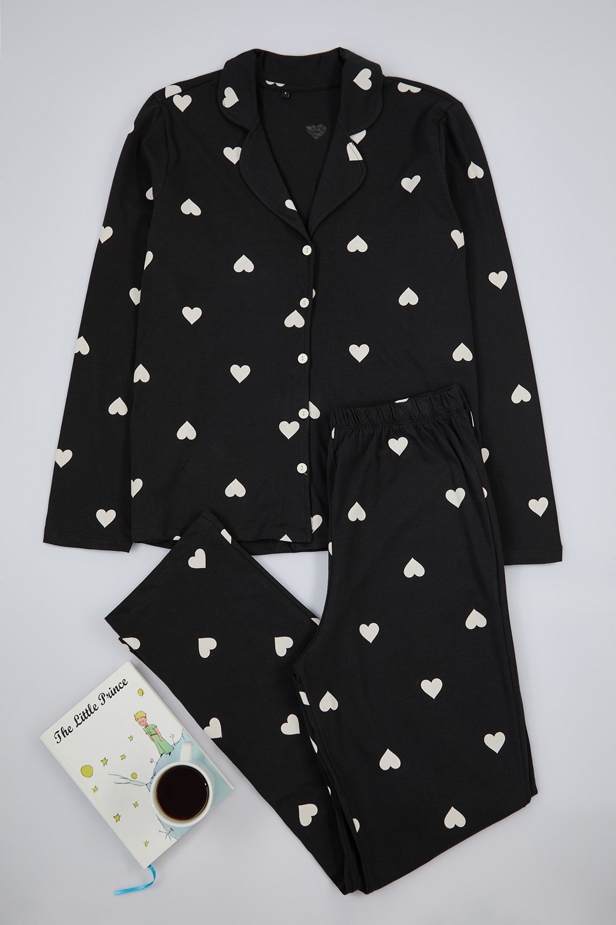 Trendyolmilla Siyah %100 Pamuklu Kalpli Örme Pijama Takımı THMAW21PT0548