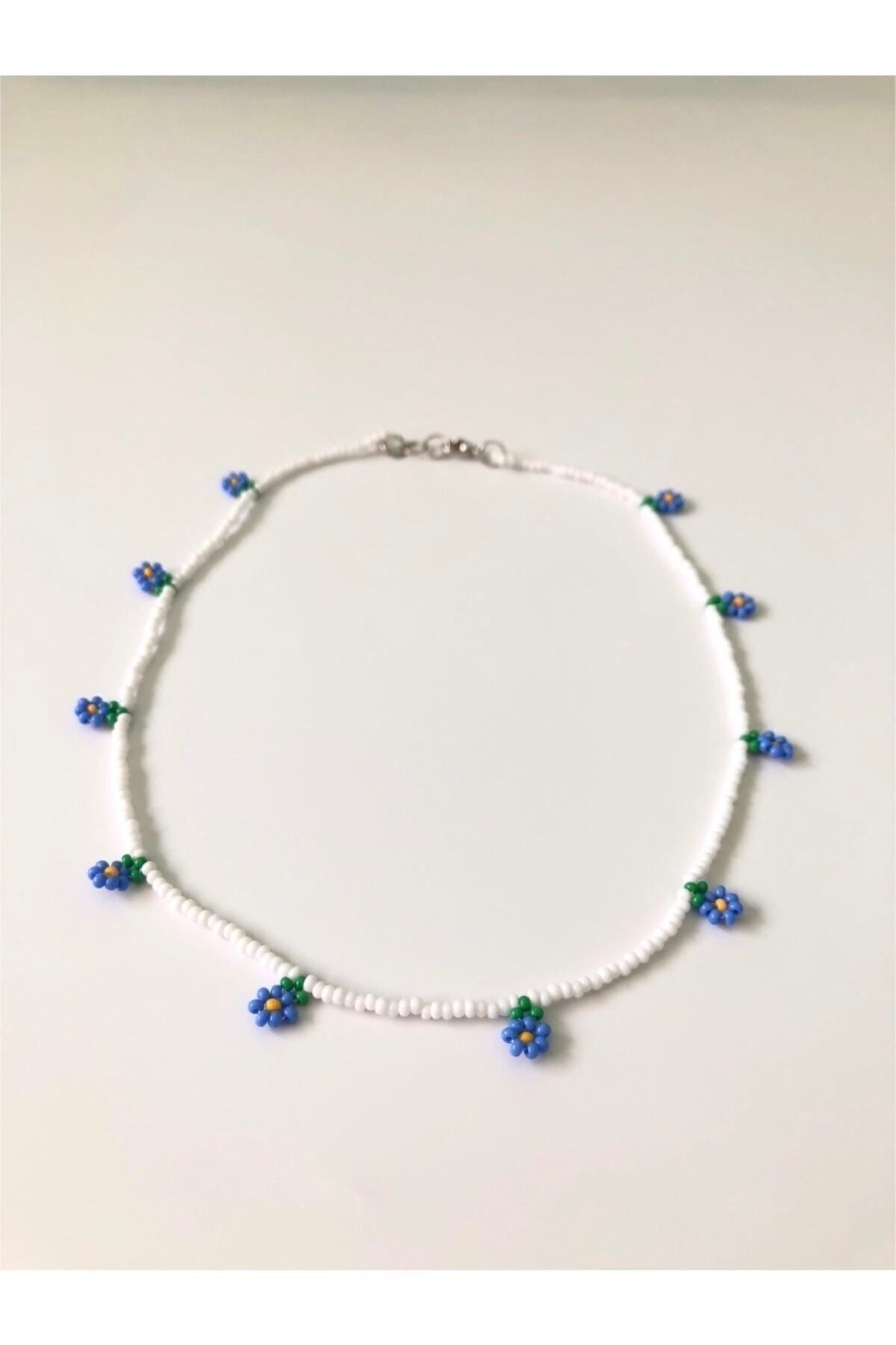 Handmade Minimal Boncuk Papatya Kolye