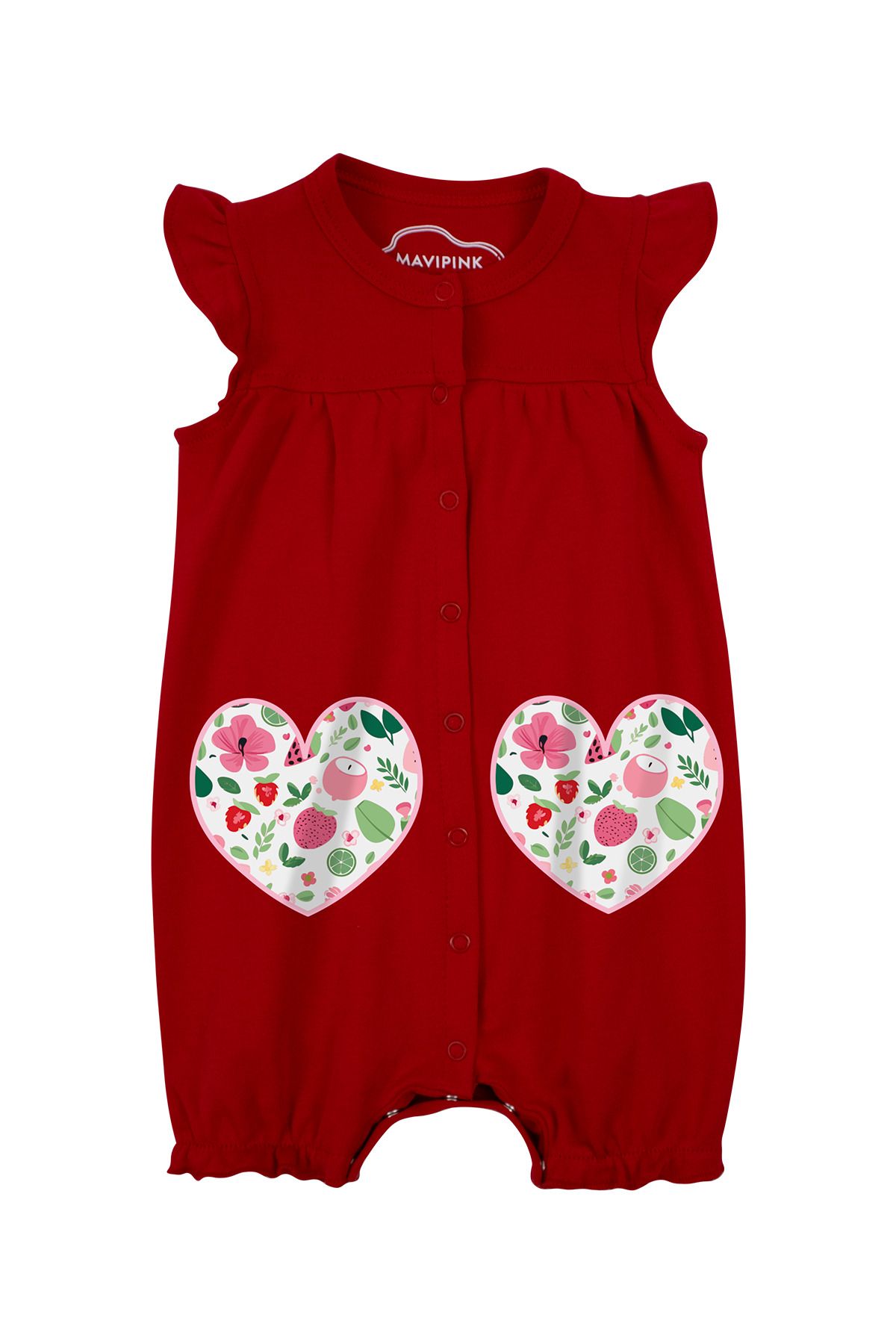 Mavipink Kız Bebek Romper Kısa Şort Tulum