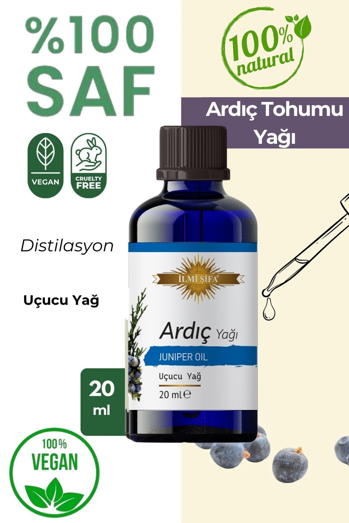 İLMİ ŞİFA Ardıç Yağı 20 ml (rahatlatıcı, Enerjik, Güçlü )