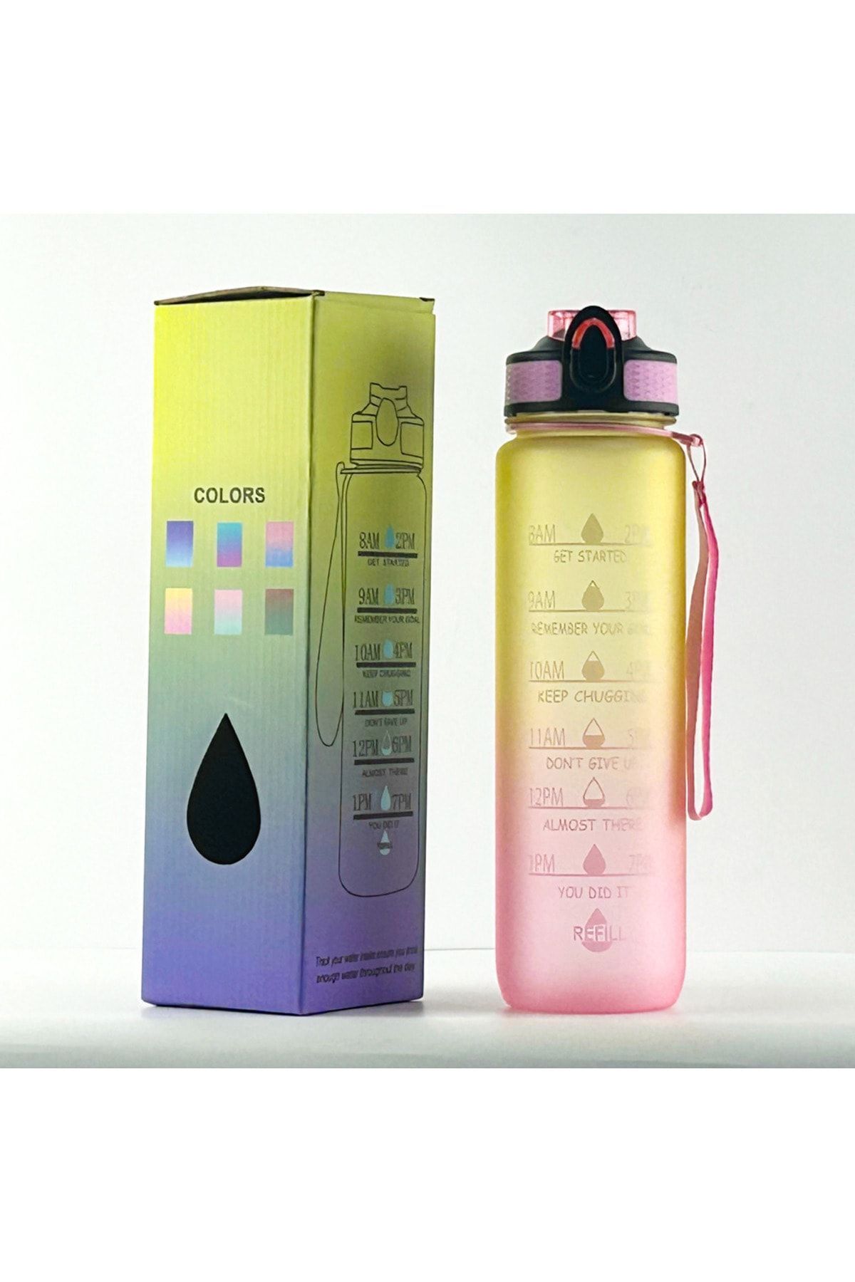 Lumie Su Matarası 1000ml Pipetli Matara 1lt Motivasyonel Suluk Tritan Bpa Koku Sızdırma Yok