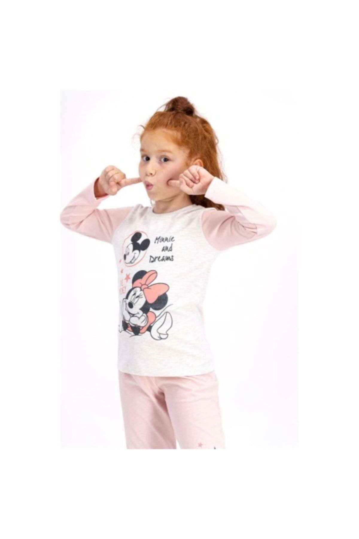 Mickey Mouse Kız Çocuk Pembe Disney Pijama Takımı D4411-3