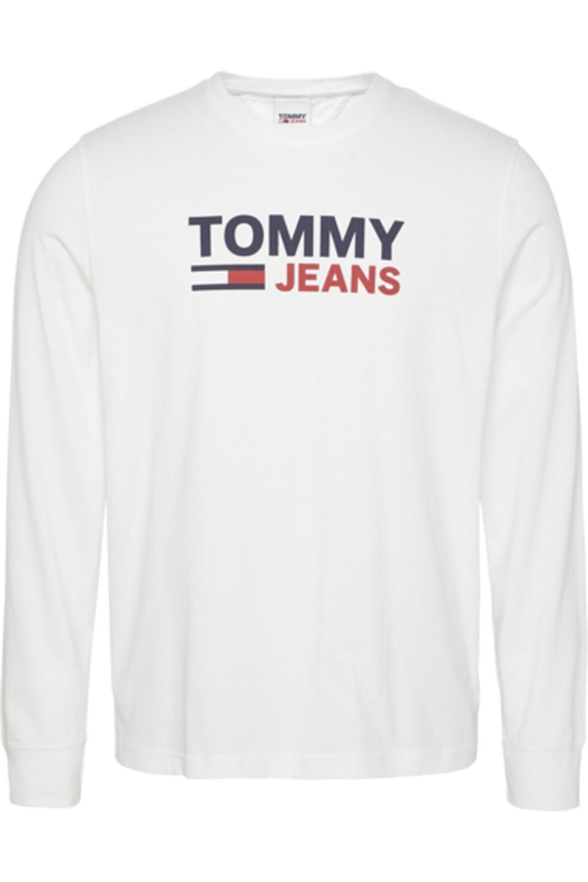 Tommy Hilfiger Erkek Beyaz T-Shirt Tjm Longsleeve Corp Logo Tee DM0DM09487