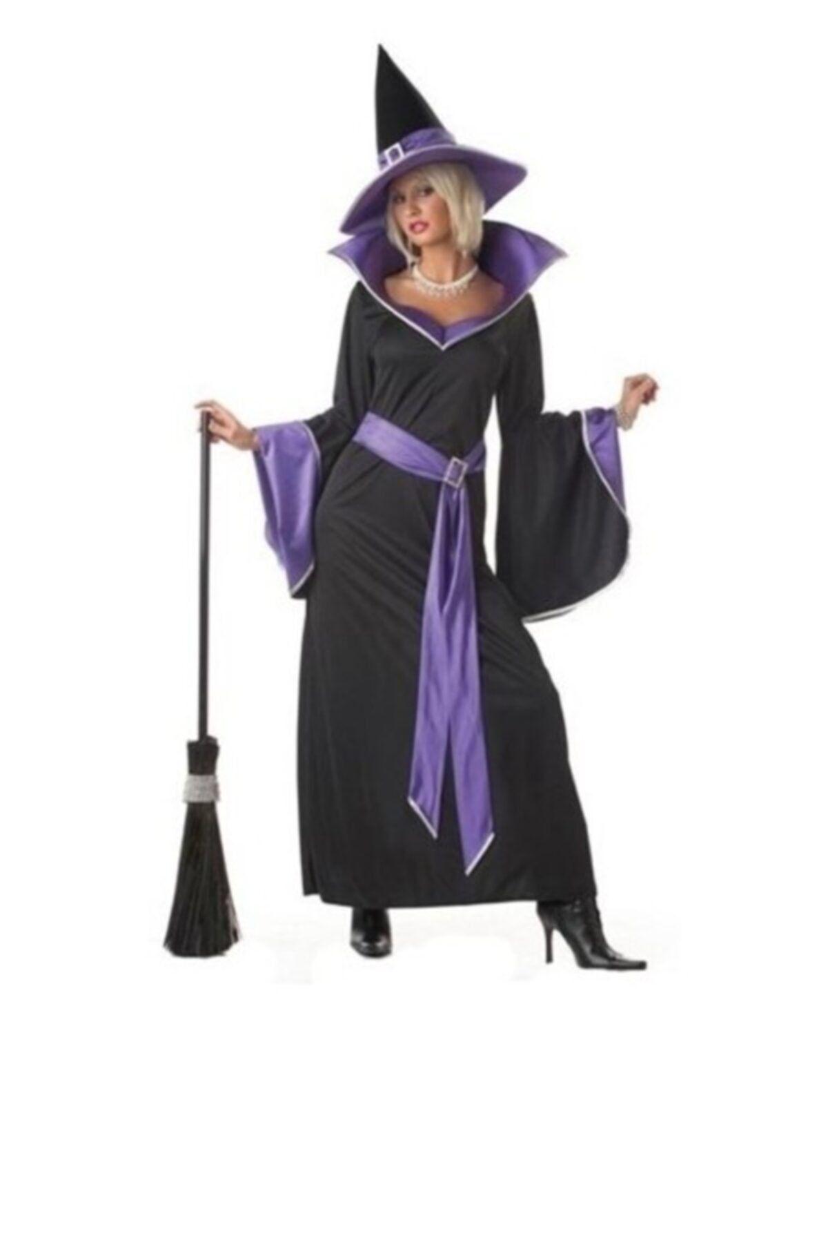 Kostüm Sarayı Siyah Mor Cadı Kostümü