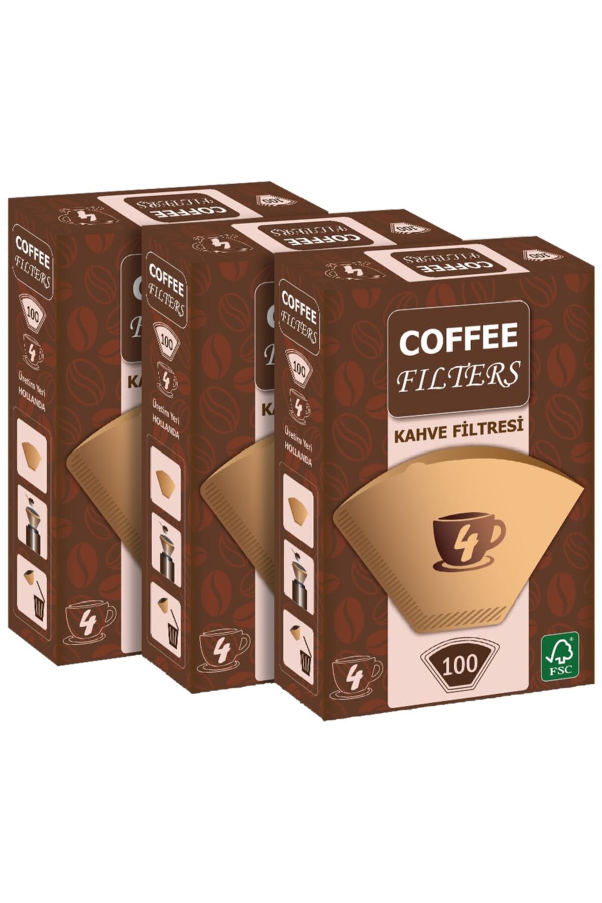 Coffee Filters Filtre Kahve Kağıdı No:4 100'lü @ 3 Paket