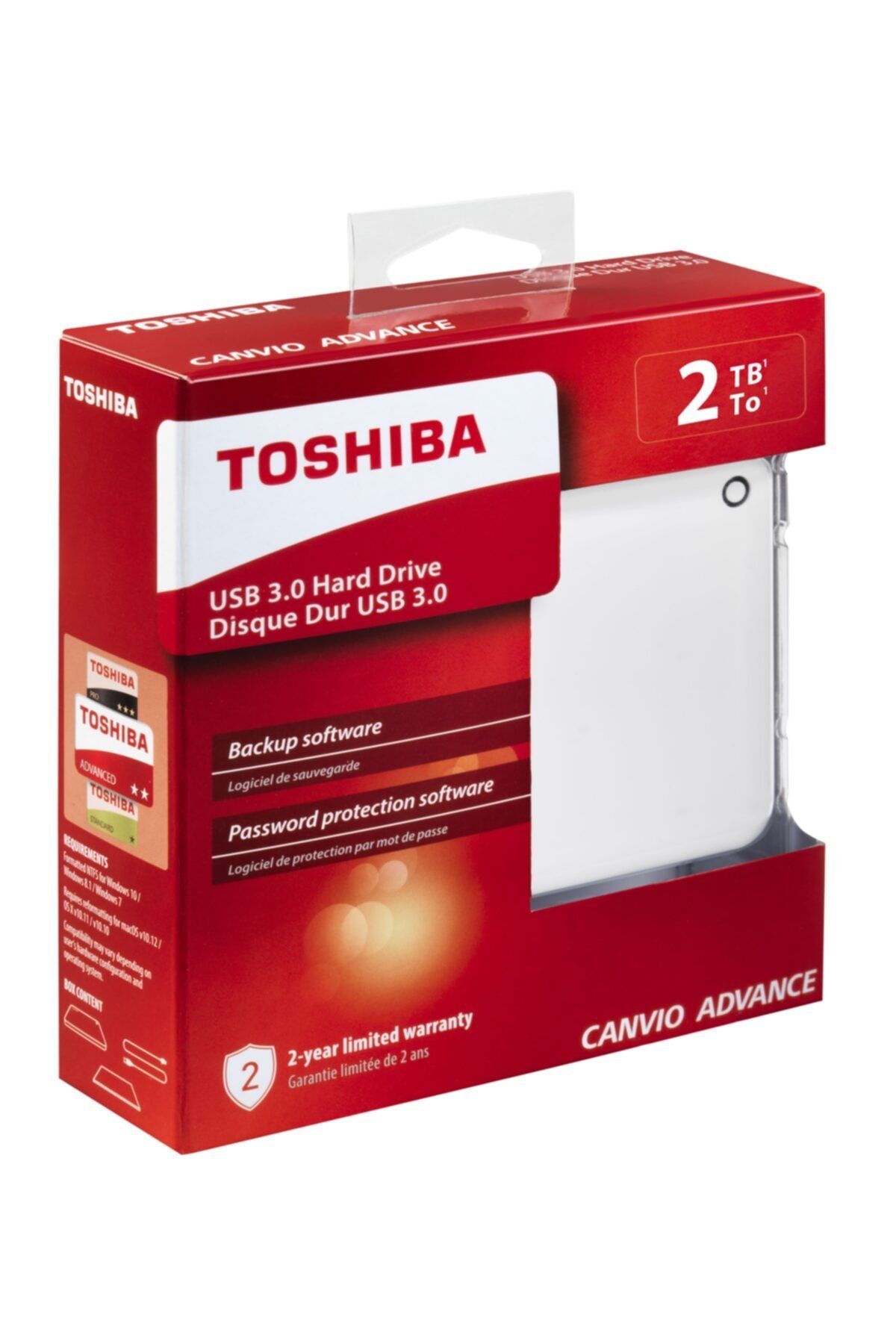 Toshiba 2tb Advance 2.5 Usb3.0 Toshıba Hdtc920ew3aa Beyaz (parola Koruma, Otomatik Yedekleme)