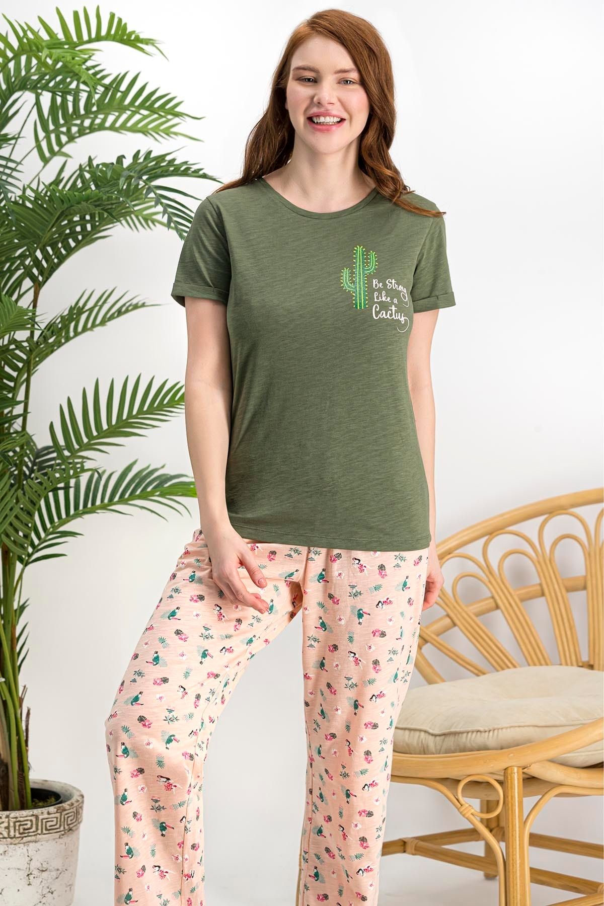 Arnetta Kadın Cactus Haki Pijama Takımı