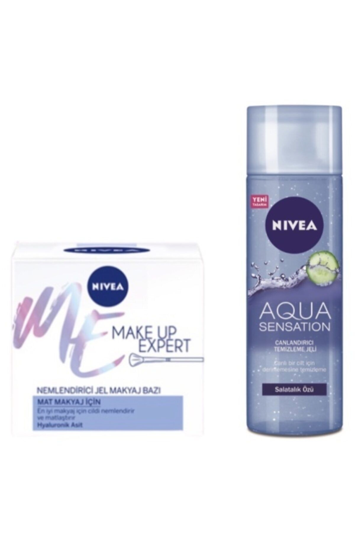 NIVEA Make Up Expert Mat Nemlendirici Jel Makyaj Bazı 50 ml + Aqua Sensation Canlandırıcı Temizleme Jeli
