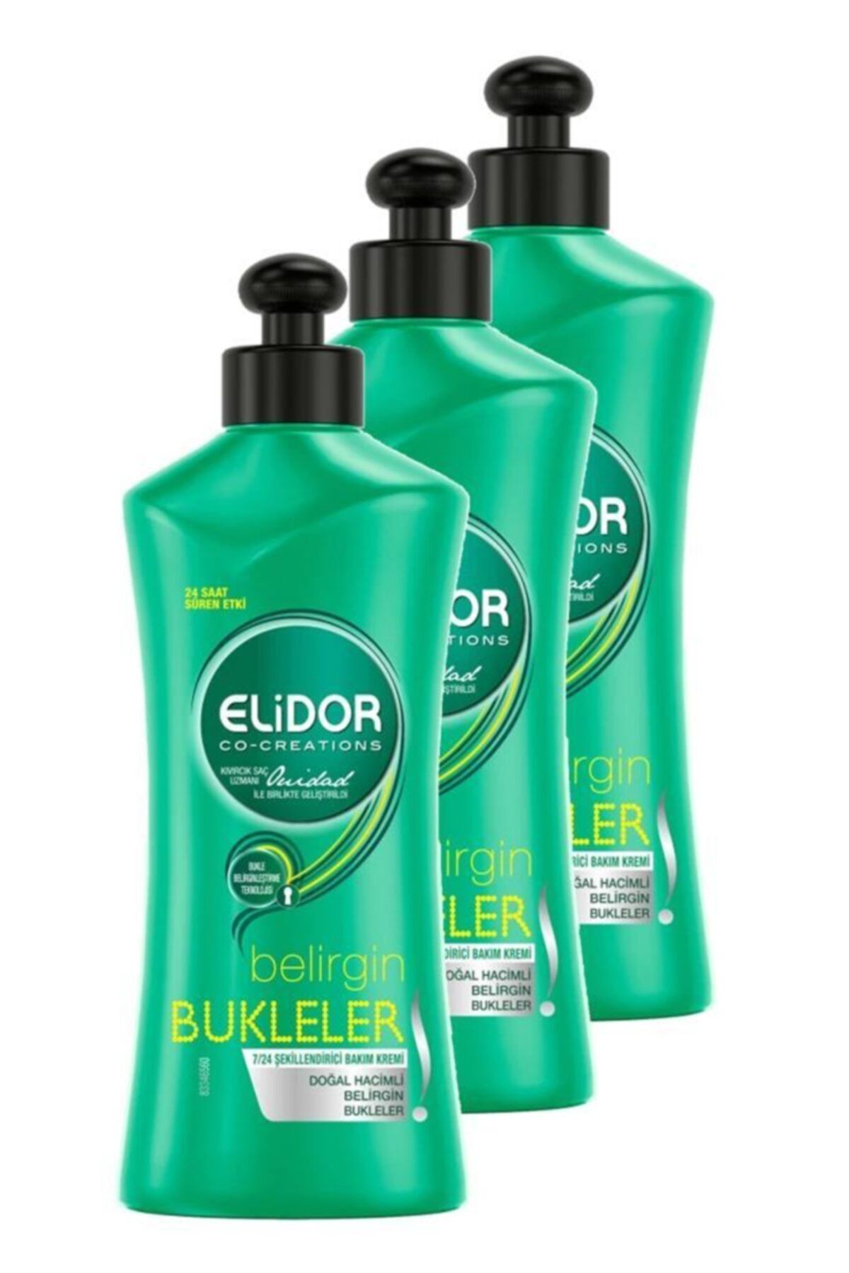 Elidor Belirgin Bukleler 7/24 Şekillendirici Saç Bakım Kremi 300 Ml. Üçlü Set