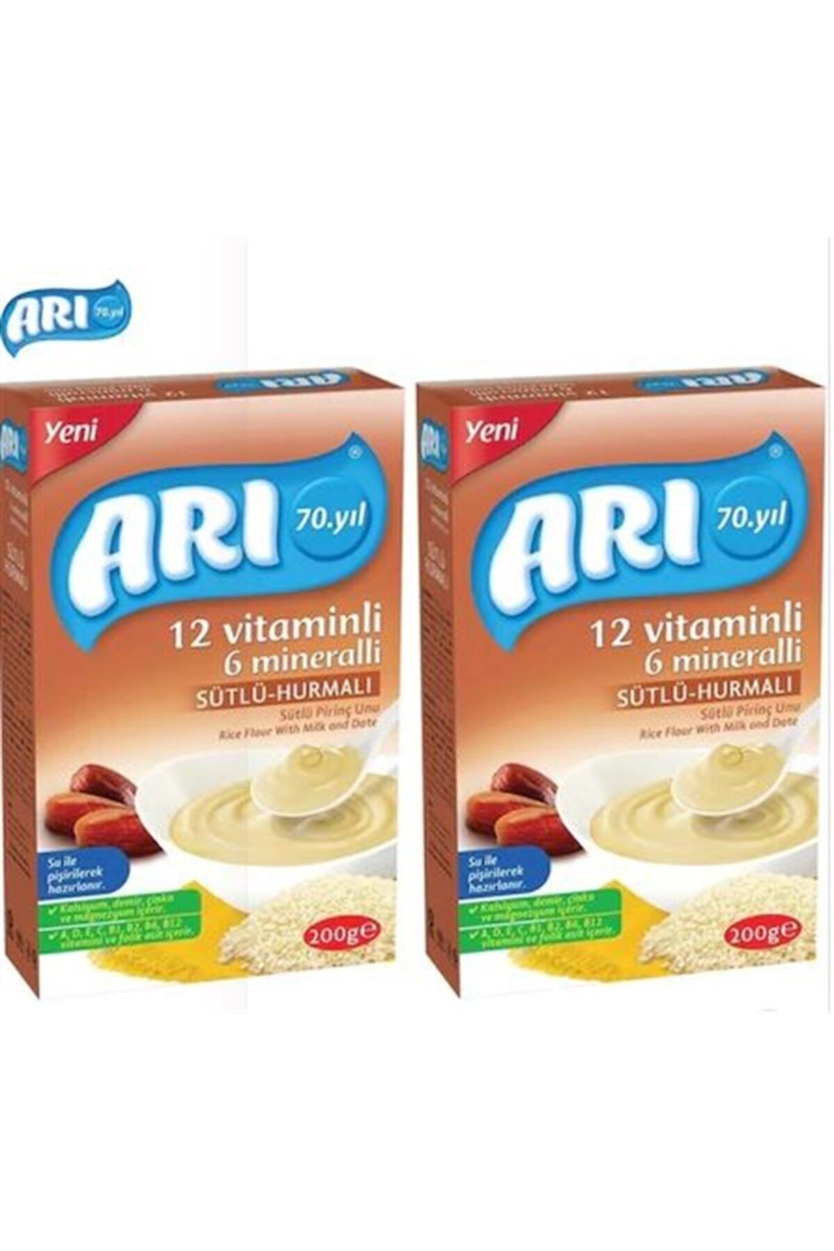 ARI 12 Vitaminli 6 Mineralli Hurmalı Pirinç Unu Bebek Maması 200 Gr 2 Li Paket