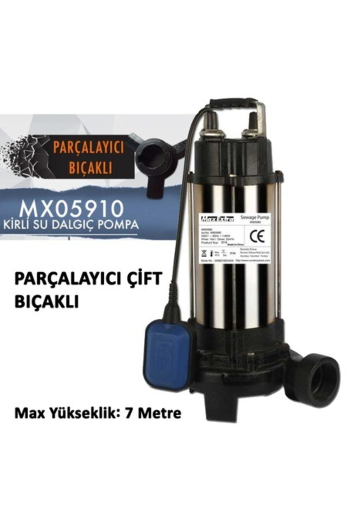 Max -extra Parçalayıcı Çift Bıçaklı Mx05910 Kirli Su Pompası
