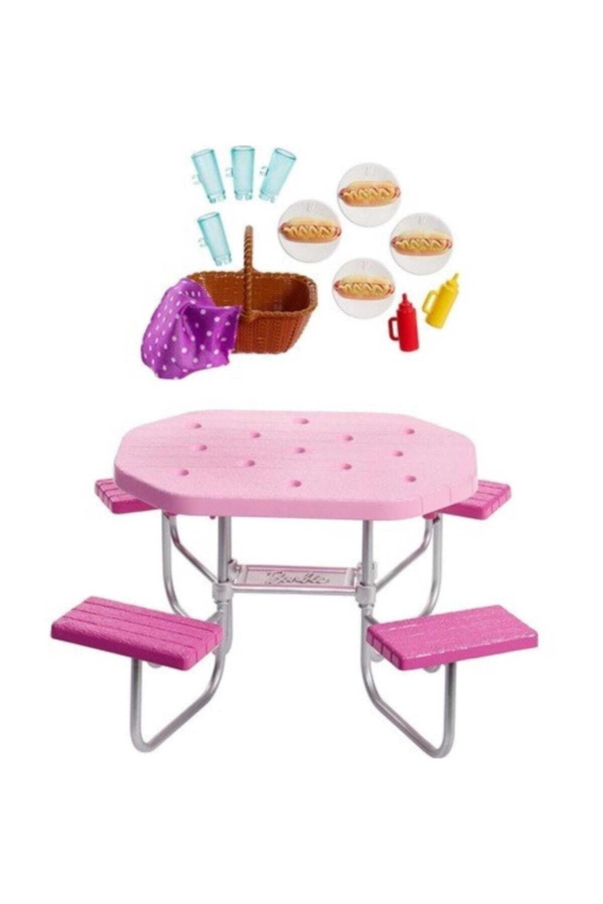 Barbie Ev Dışı Dekorasyon Aksesuarları - Piknik Masası Seti FXG40-FXG37