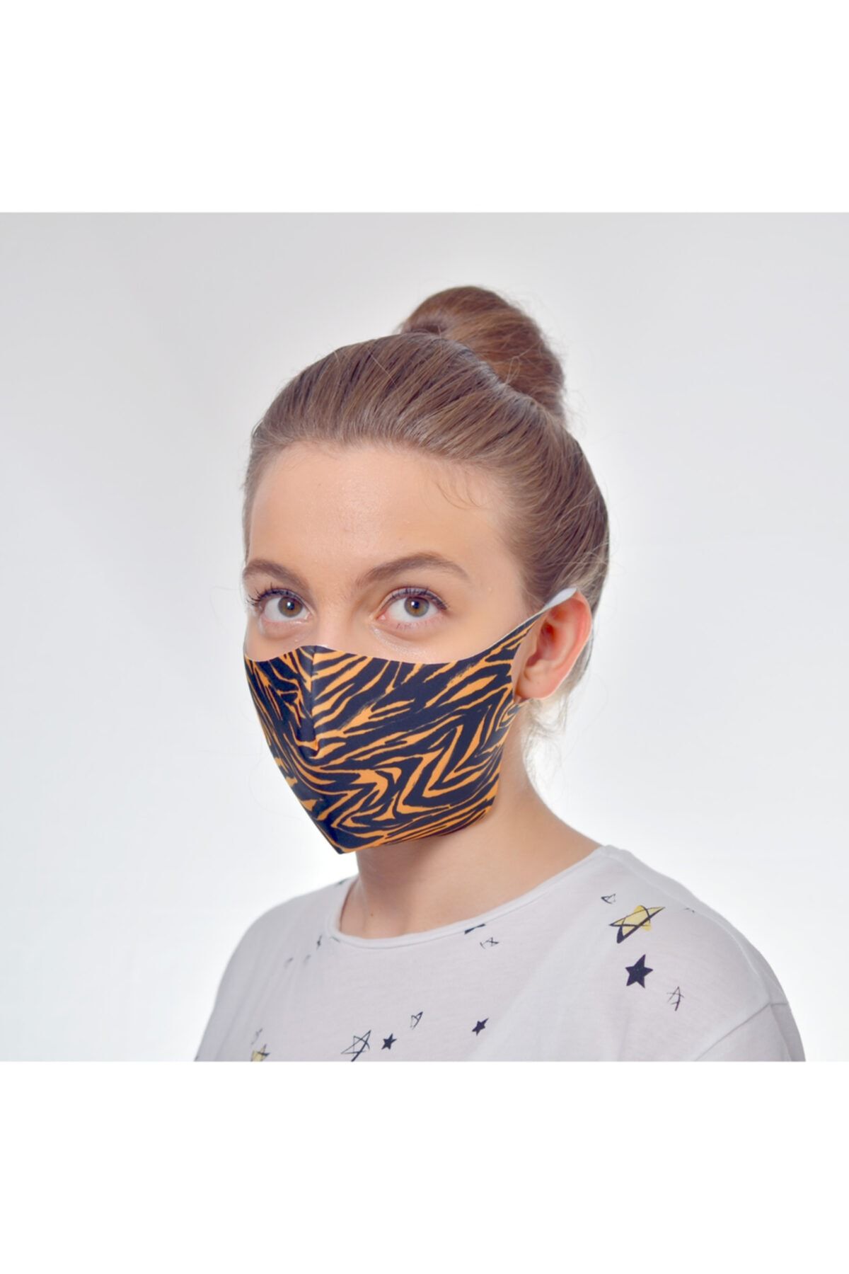 Dibacraft Kadın Lacivert Yıkanabilir Baskılı Antimikrobiyel Maske