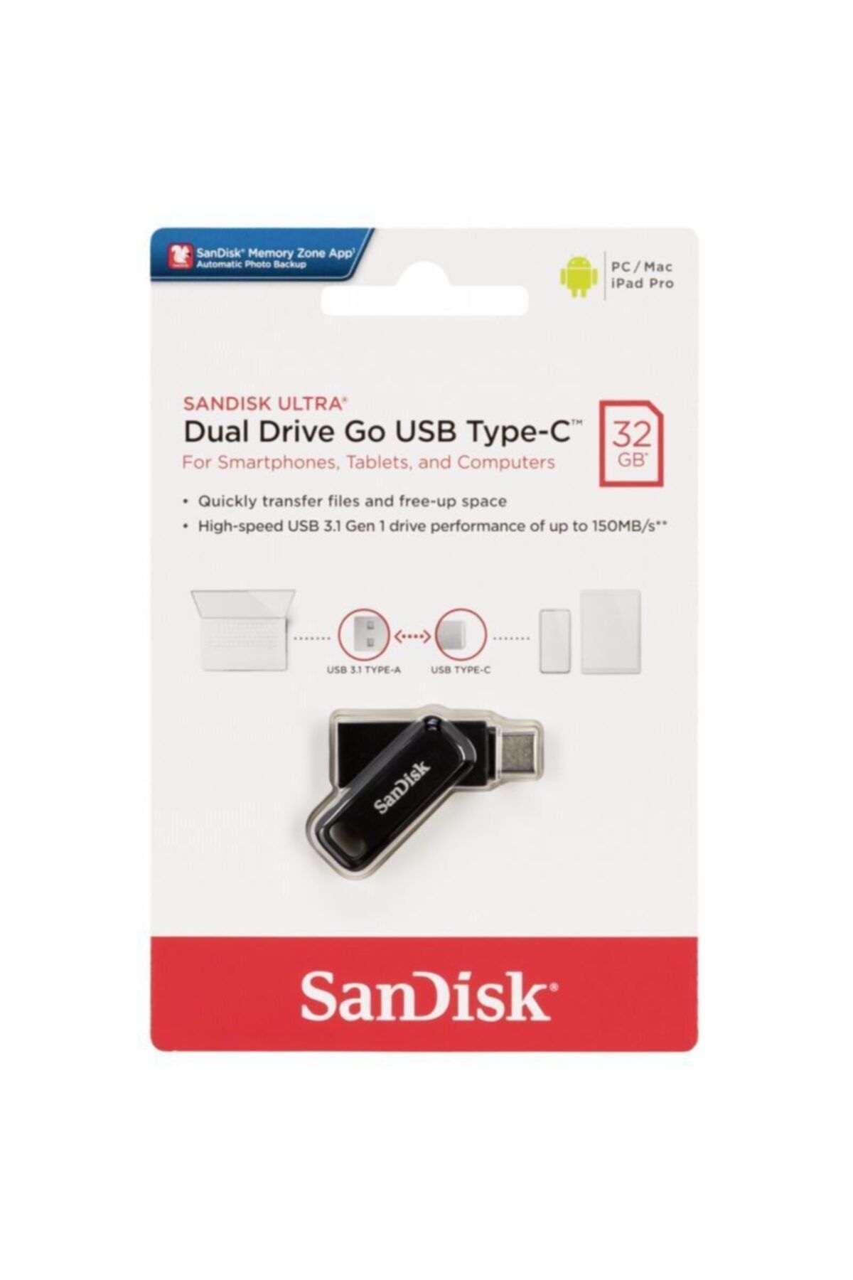 Sandisk 32gb Ultra Dual Drive Go Usb Type-c Flash Drive, Sdddc3-032g-g46