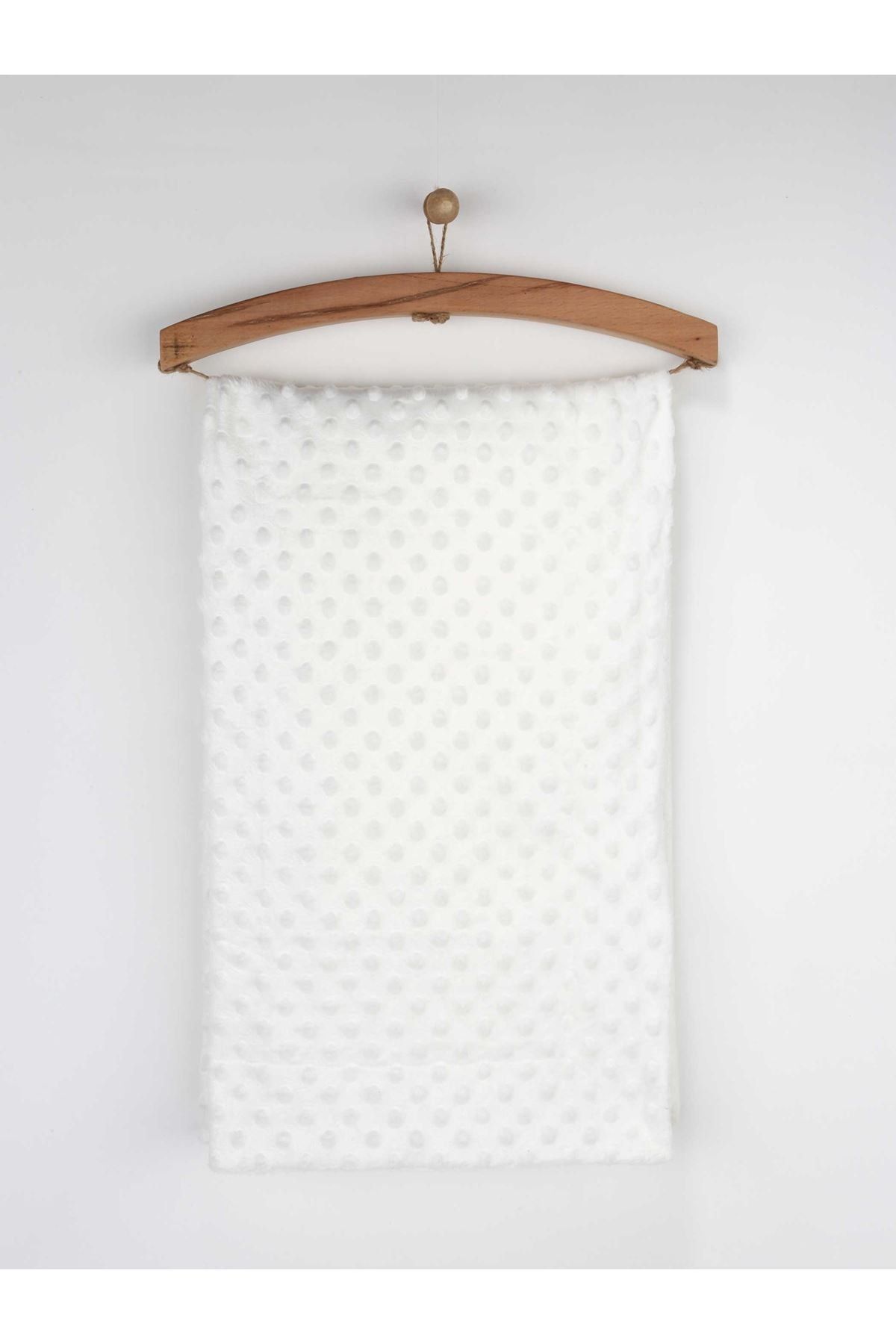 Miniworld Unisex Bebek Beyaz 80x100 cm Nohut Desen Battaniye