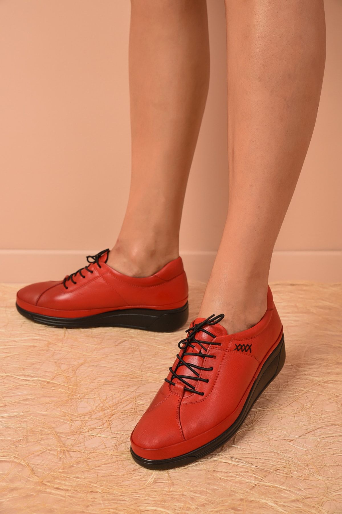 Shoes Time Kadın Kırmızı Deri Günlük Ayakkabı 20k 176