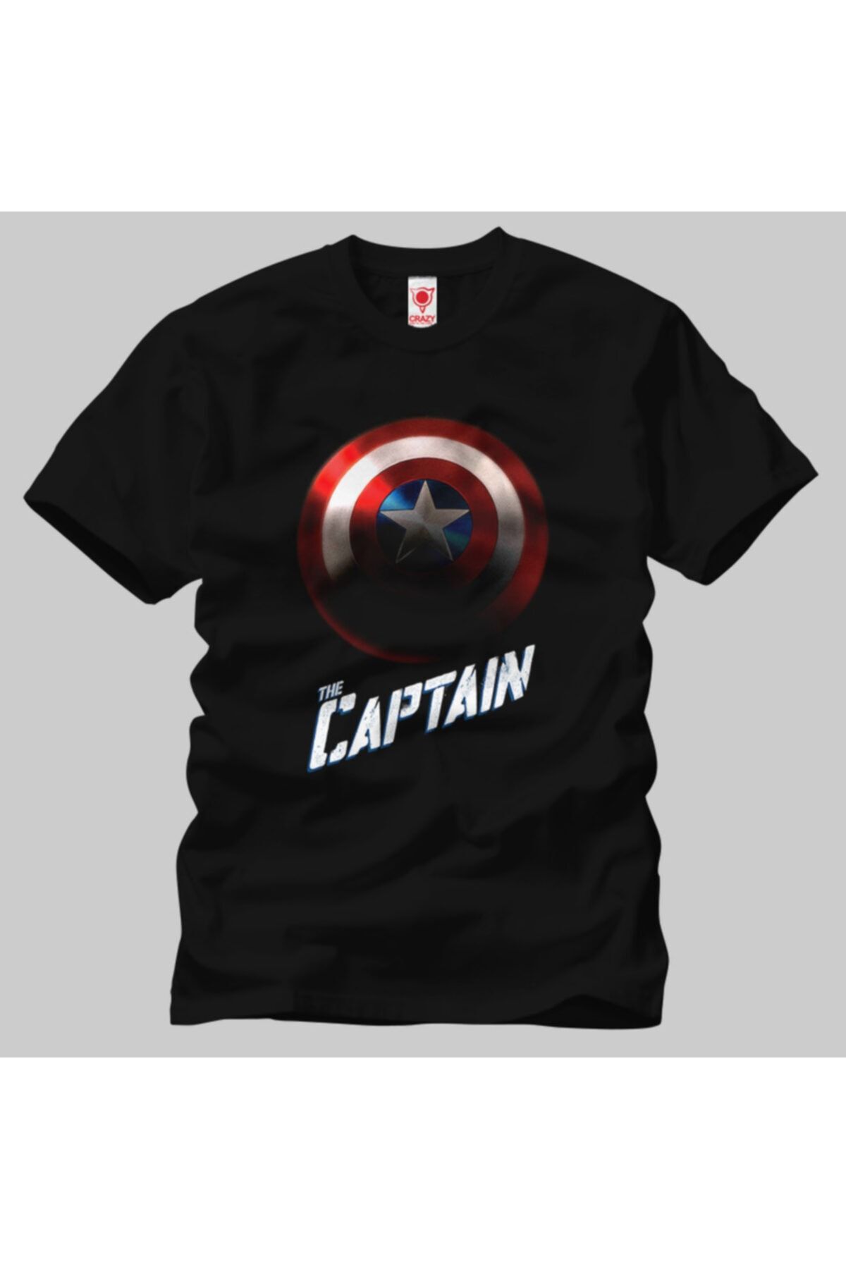 Crazy Erkek Siyah Marvel Captain America The Captain Tişört