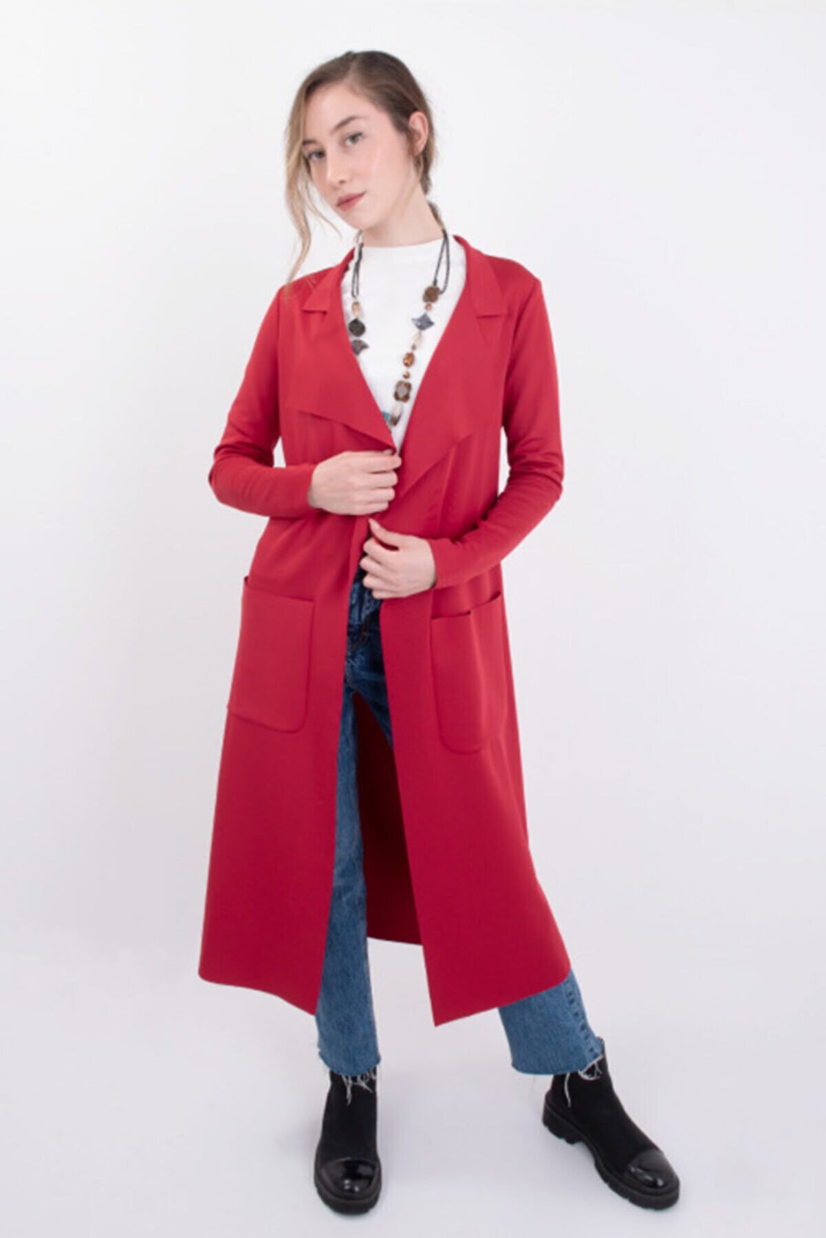 DSC COLLECTION Kadın - Kırmızı Scuba Cep Detaylı Ceket