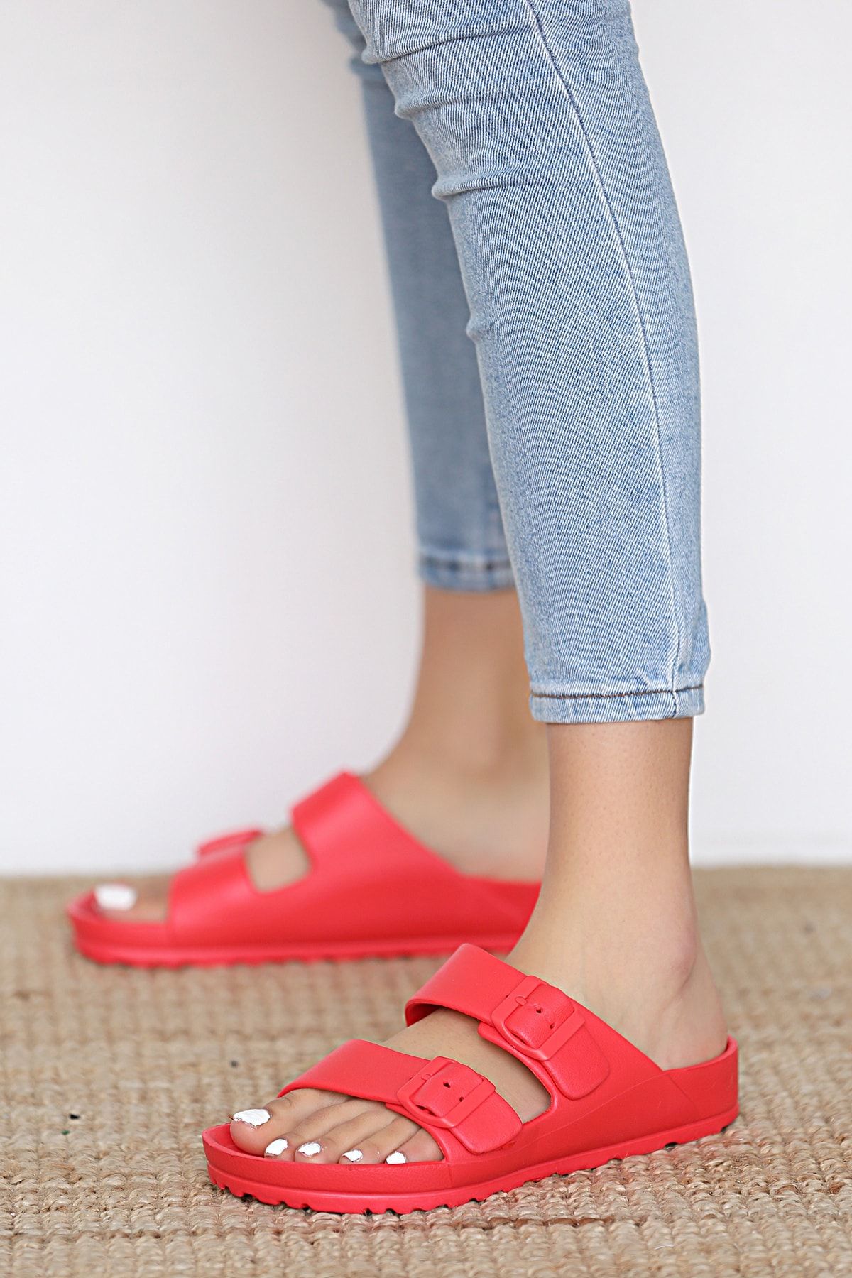 Pembe Potin Kadın Kırmızı Sandalet