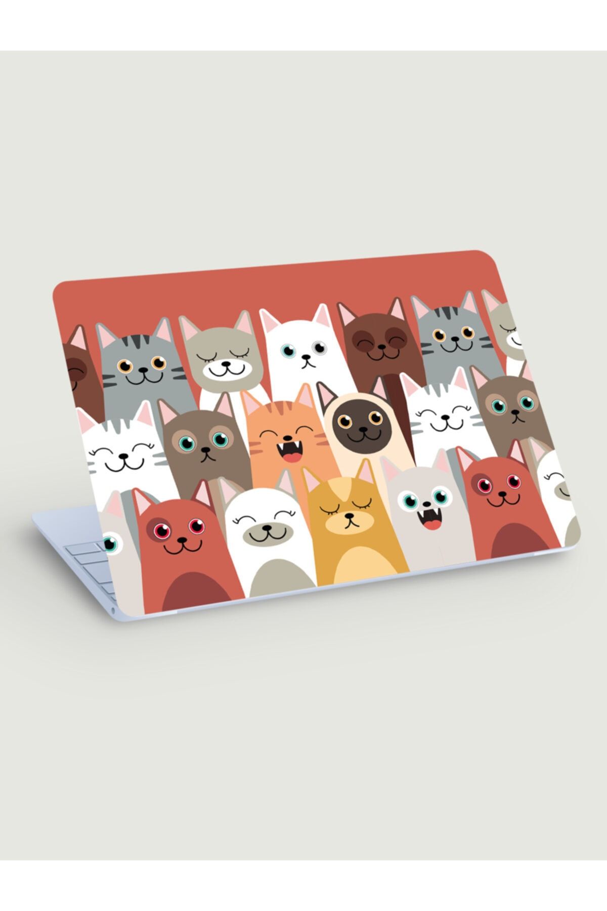 akcepazar Sevimli Kediler Temalı Bilgisayar Laptop Pc Macbook Üzerine Kaplama Için Sticker
