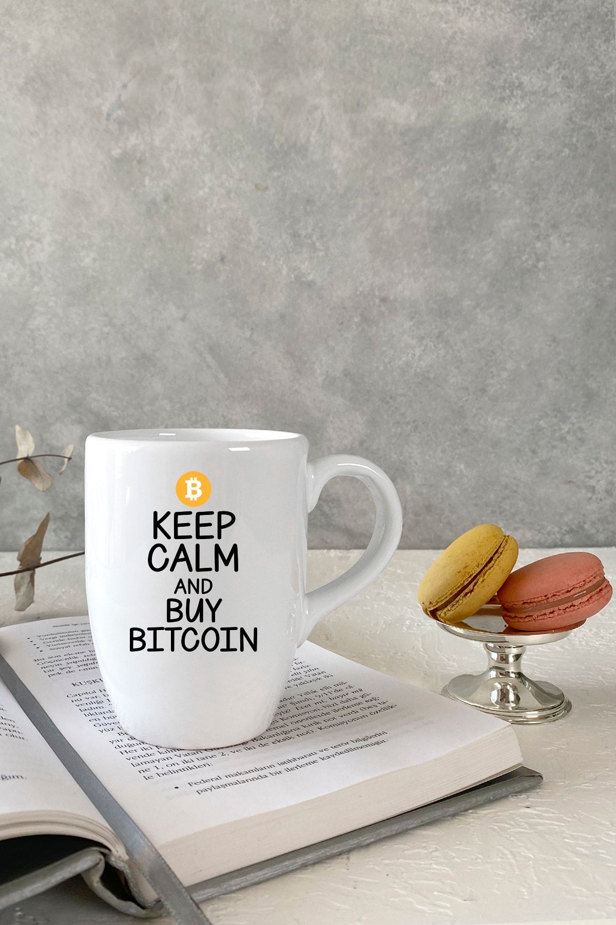 Vivas Keep Calm Bitcoin Beyaz Kupa Bardak Kahve Kupası Kupa Bardak Kahve Fincanı