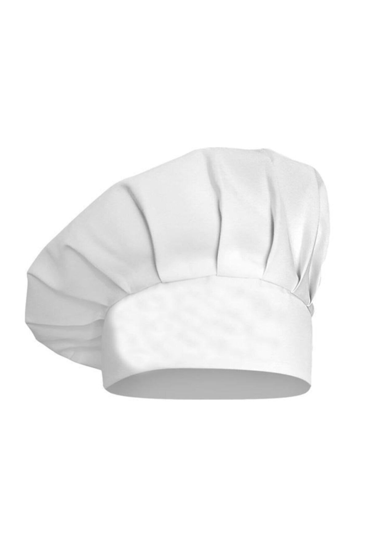 DrMia Unisex Şef Aşçı Kep Aşçı Şapkası Mantar Kep Alpaka Kumaş Beyaz