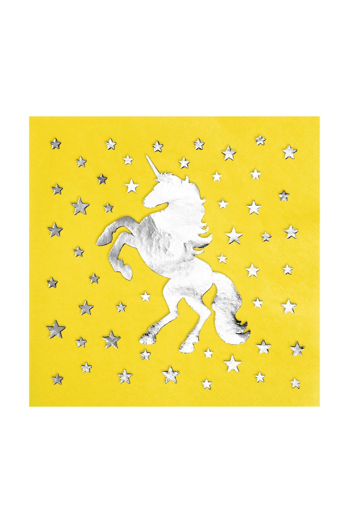 Story 33x33 Cm Gümüş Varak Unicorn Desenli 16'lı Sarı Renkli Kağıt Peçete