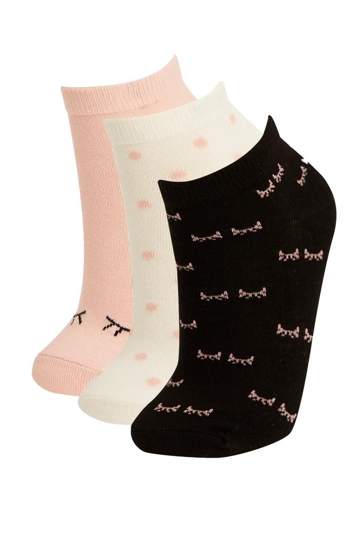 Defacto Kadın Desenli 3'lü Patik Çorap
