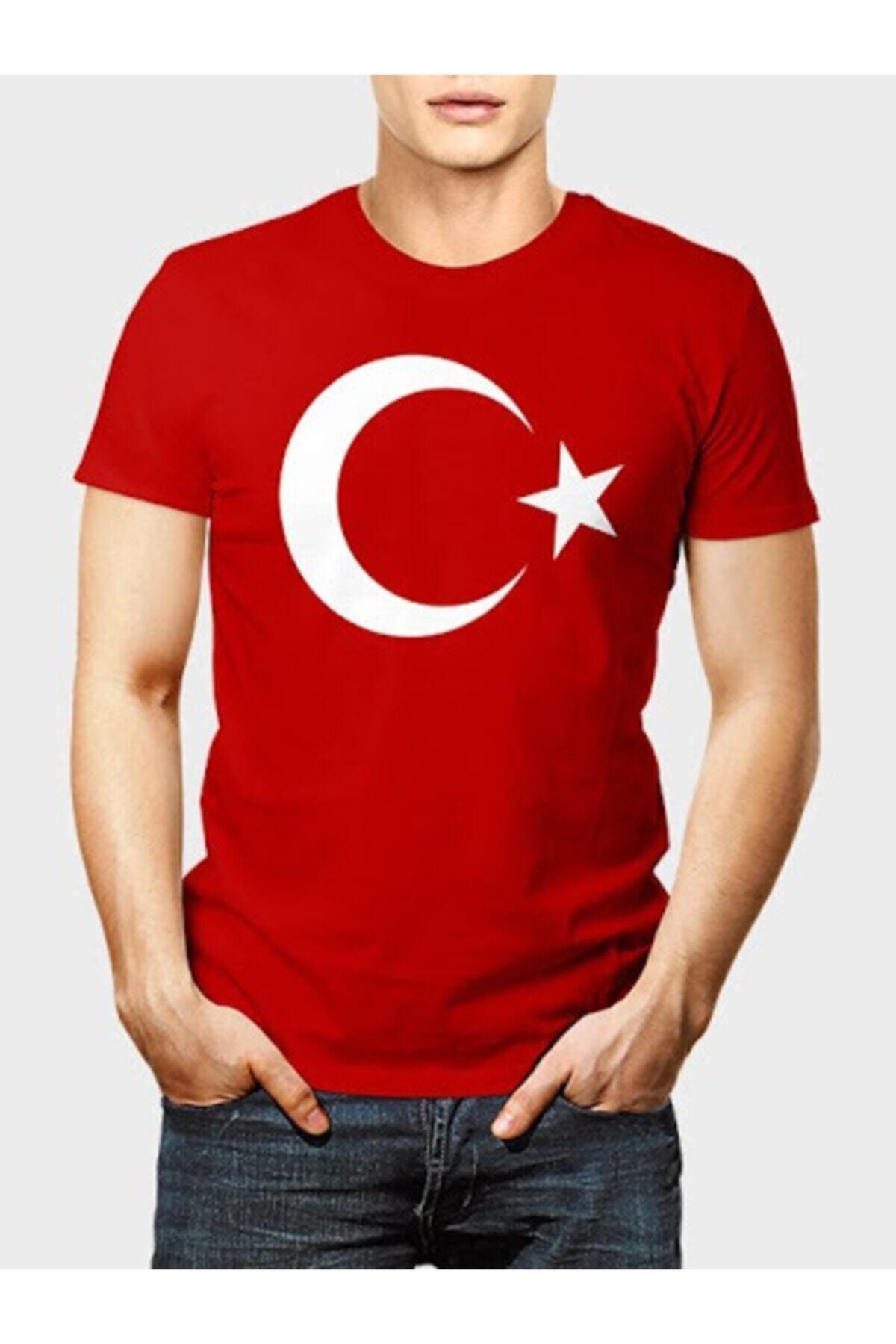 Zeplin Unisex Kırmızı Türk Bayraklı T-shirt