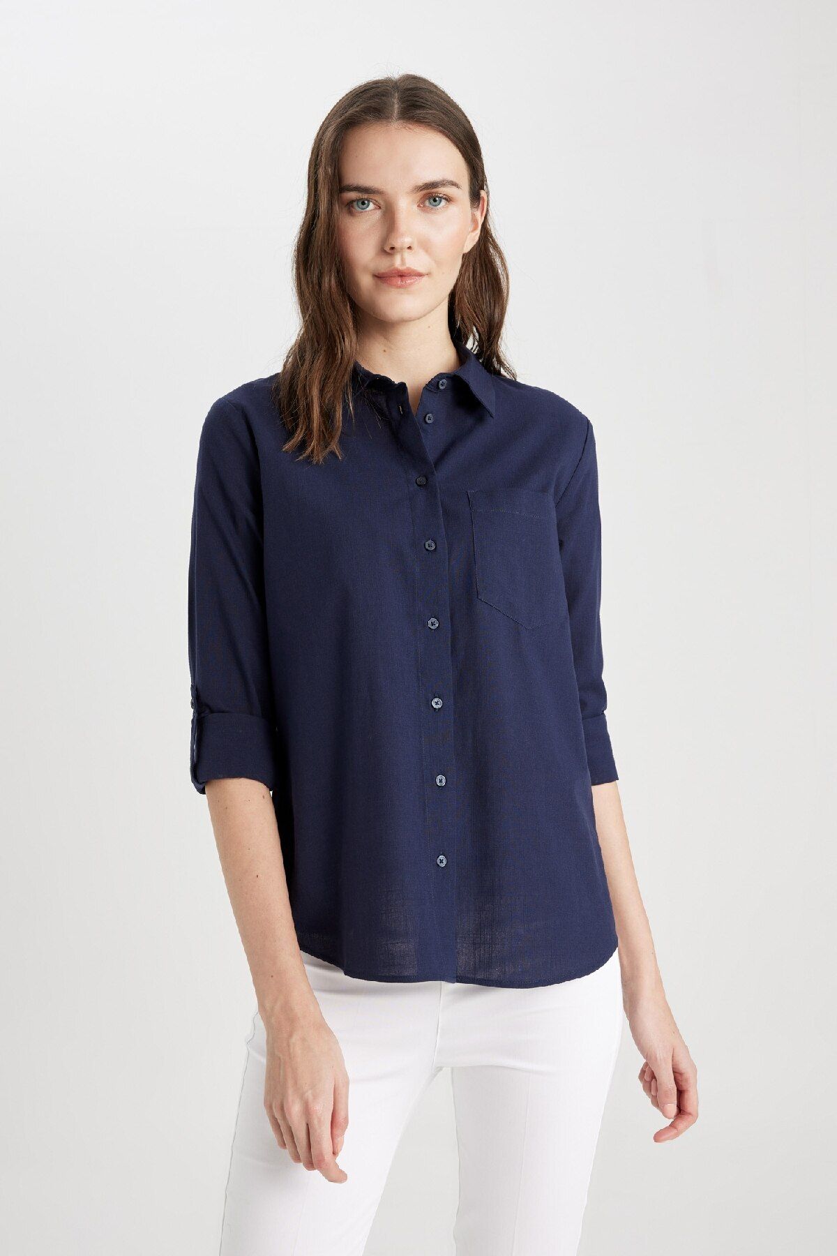 Defacto Regular Fit Basic Düz Cepli Uzun Kollu Gömlek W7734az24sm
