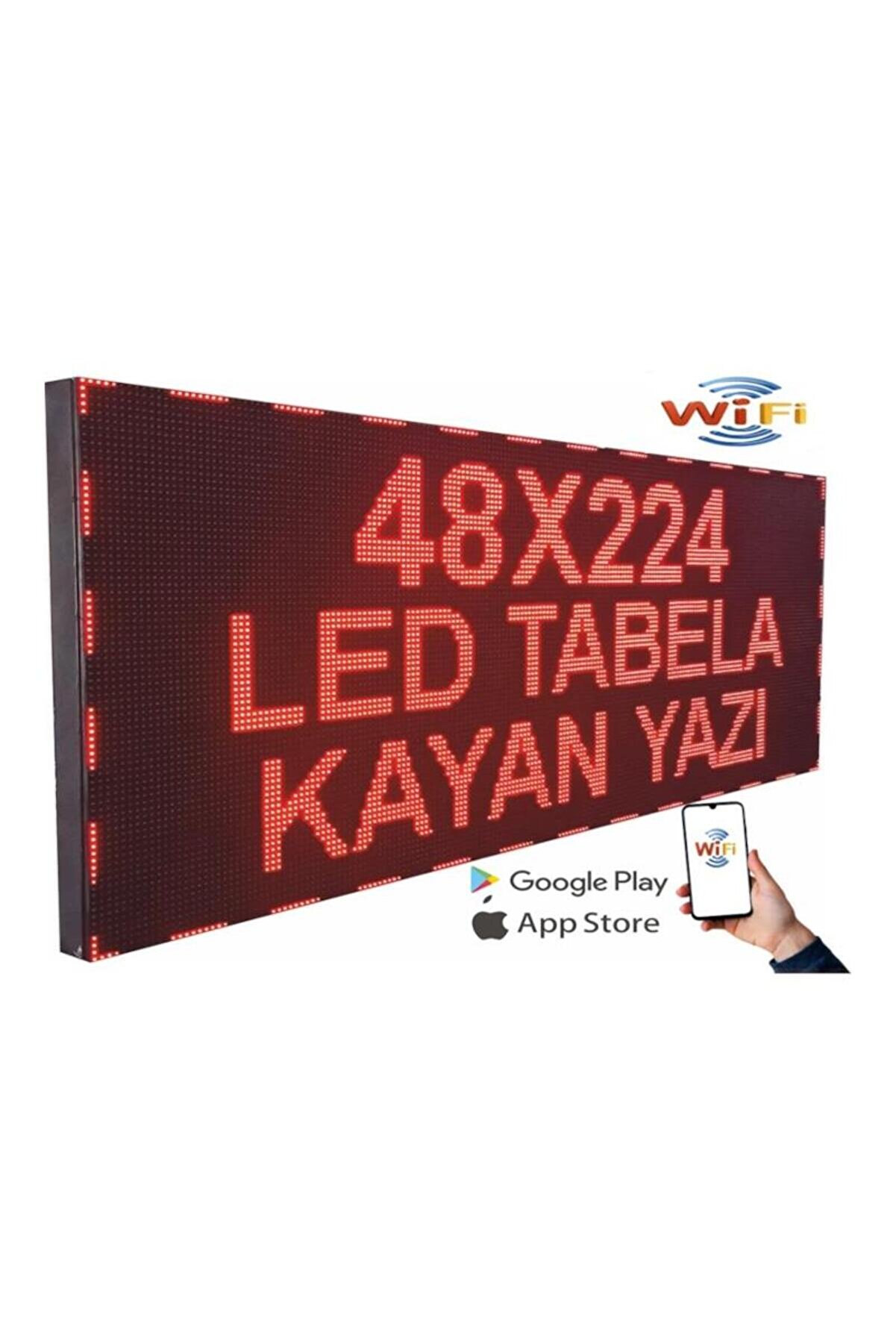 Led Tabela 48x224cm Çift Taraflı Kırmızı Kayan Yazı-Wifi